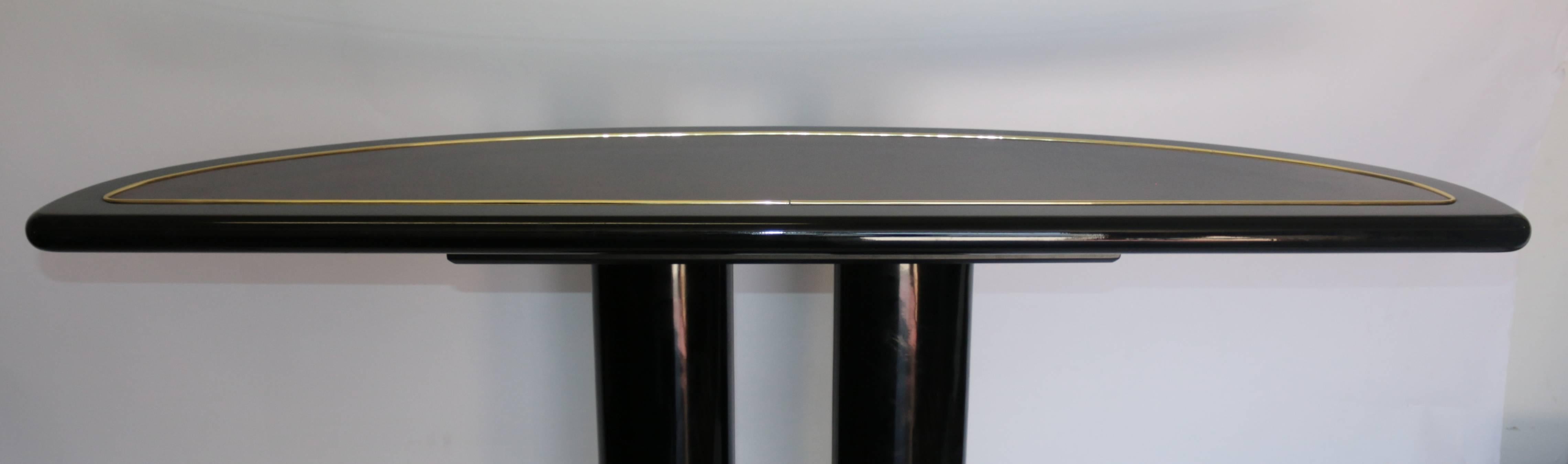 Henredon Pedestal Modern Black Lacquer Console Table 4