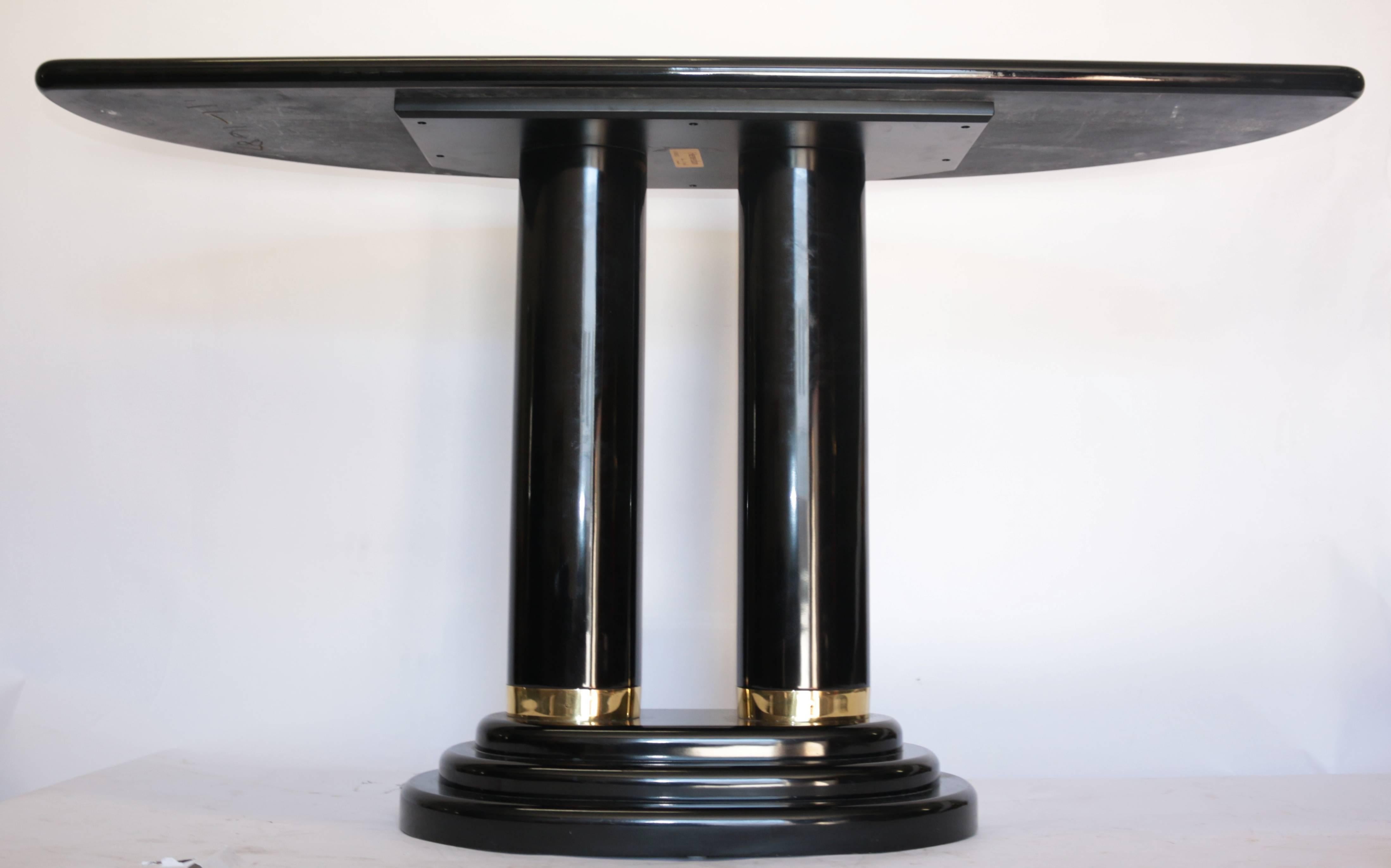 Henredon Pedestal Modern Black Lacquer Console Table 3