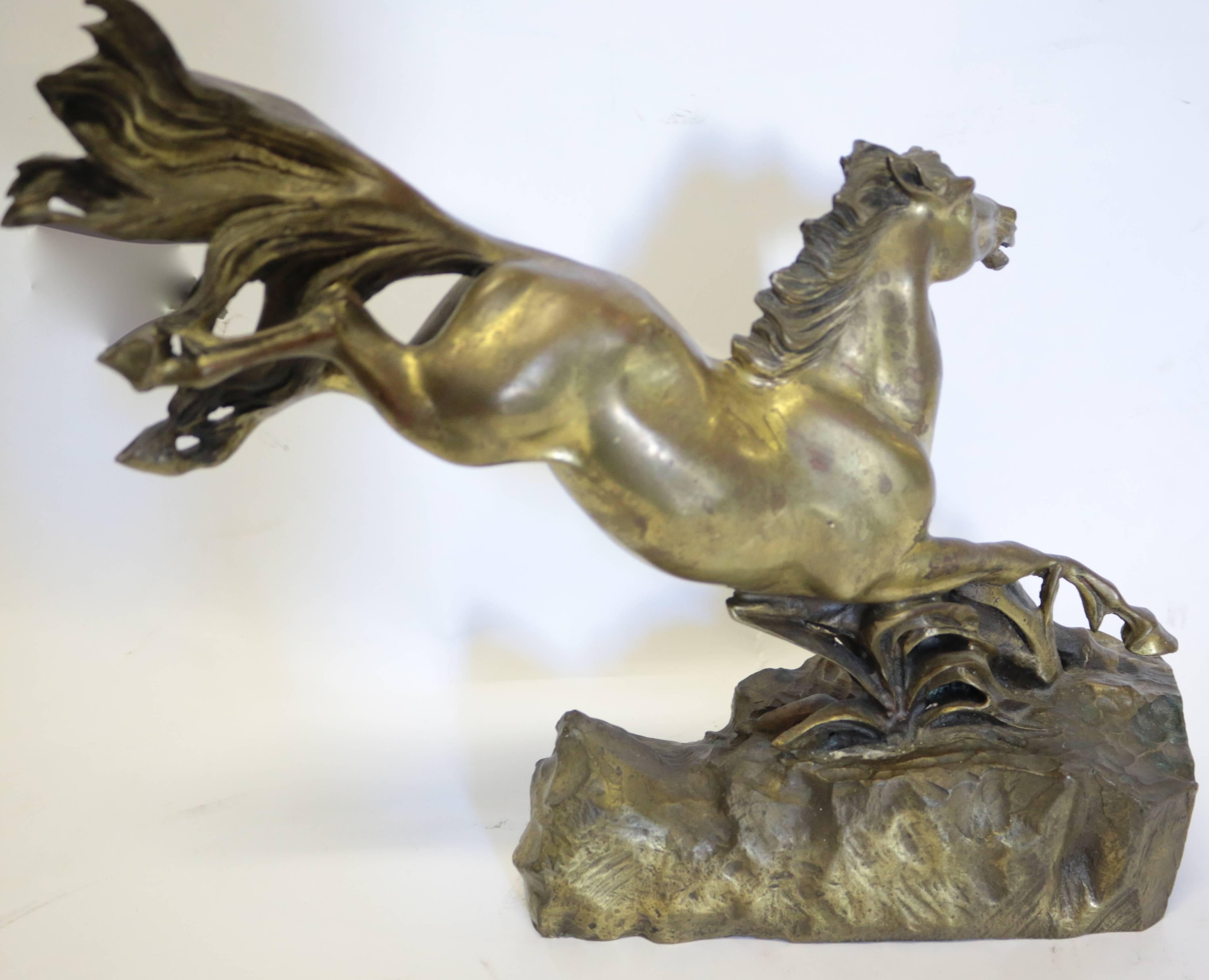 Art Nouveau Bronze Early 20th Century Horse Statue For Sale