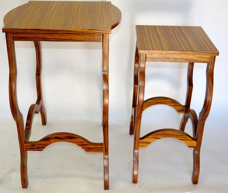 Elegant Two-Piece Modern Zebra Wood Nesting Table Side ...
