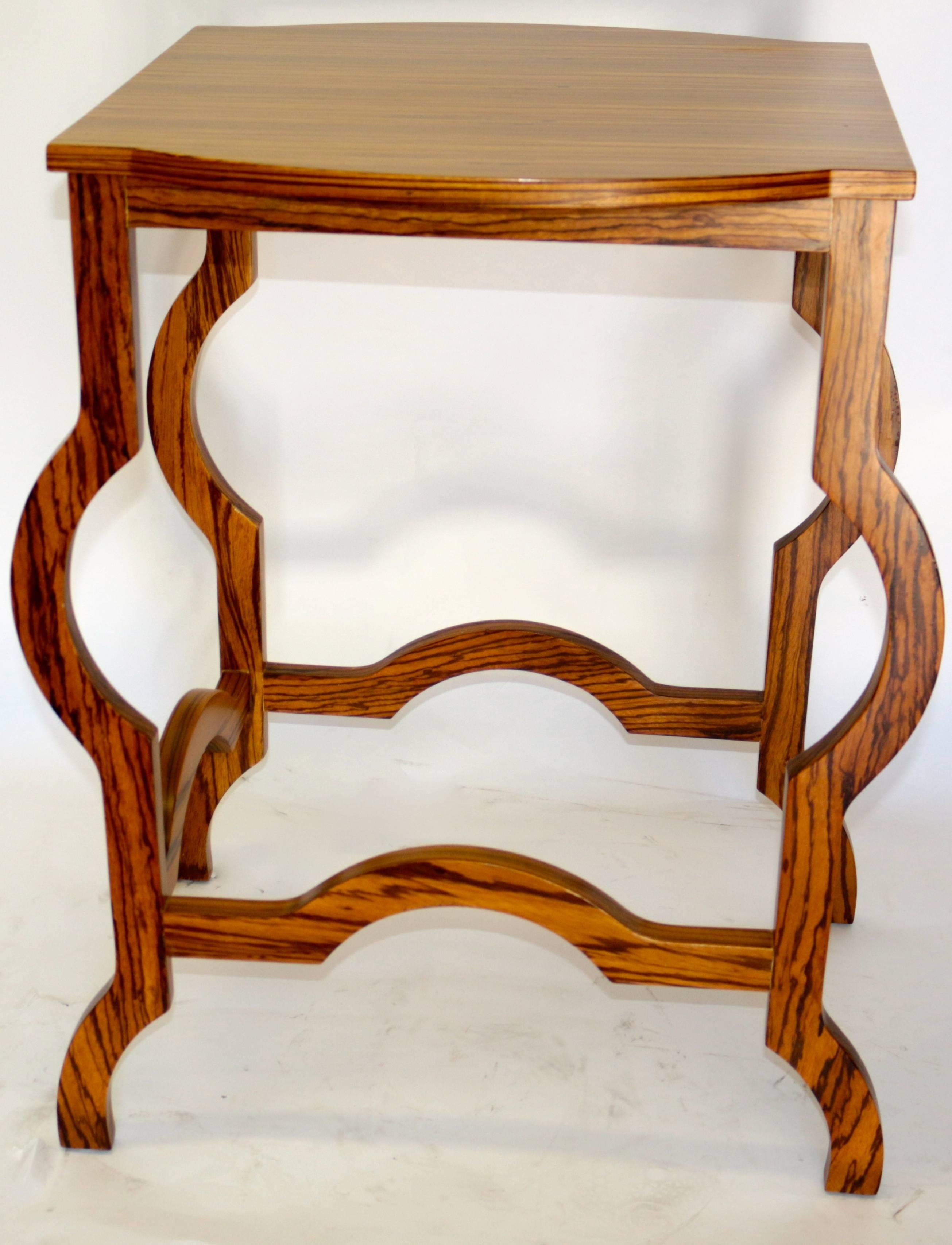 Elegant Two-Piece Modern Zebra Wood Nesting Table Side Table 1