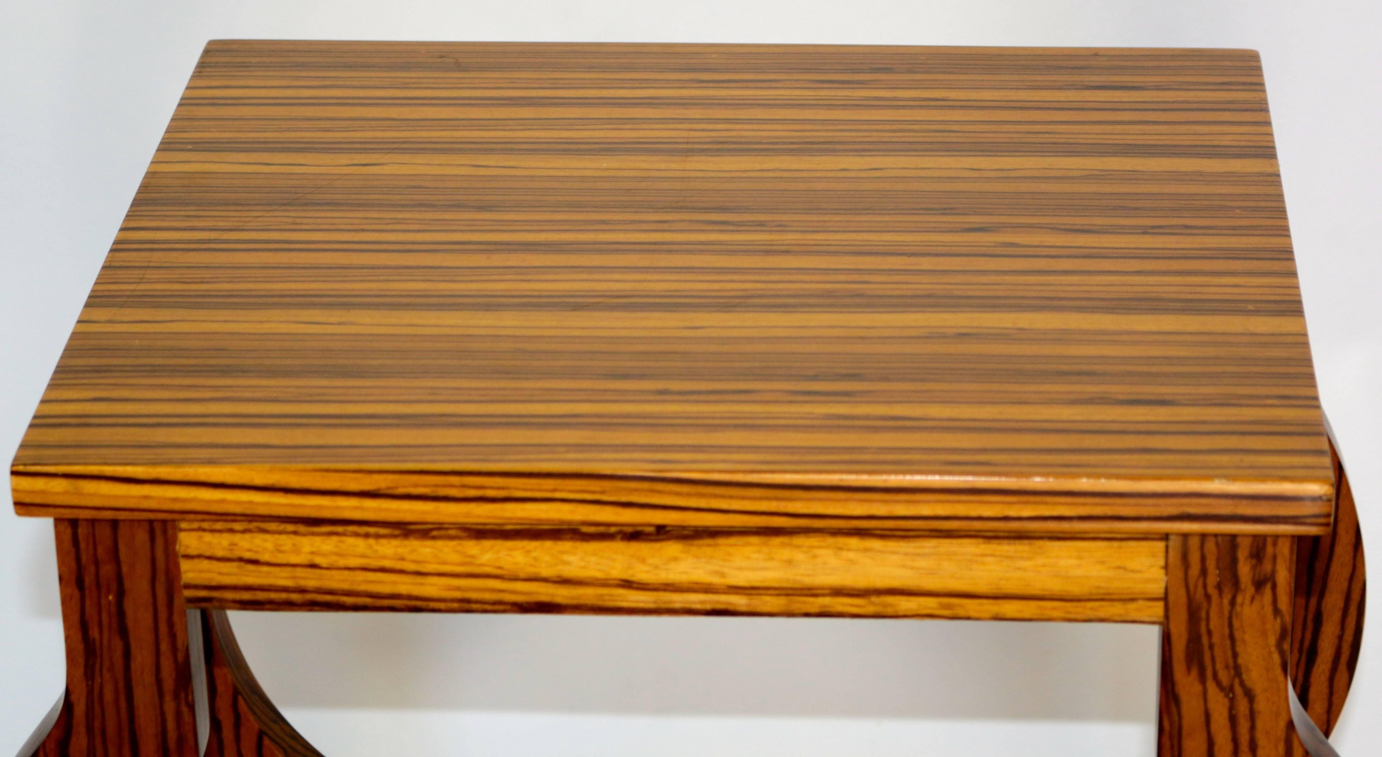 Elegant Two-Piece Modern Zebra Wood Nesting Table Side Table 3
