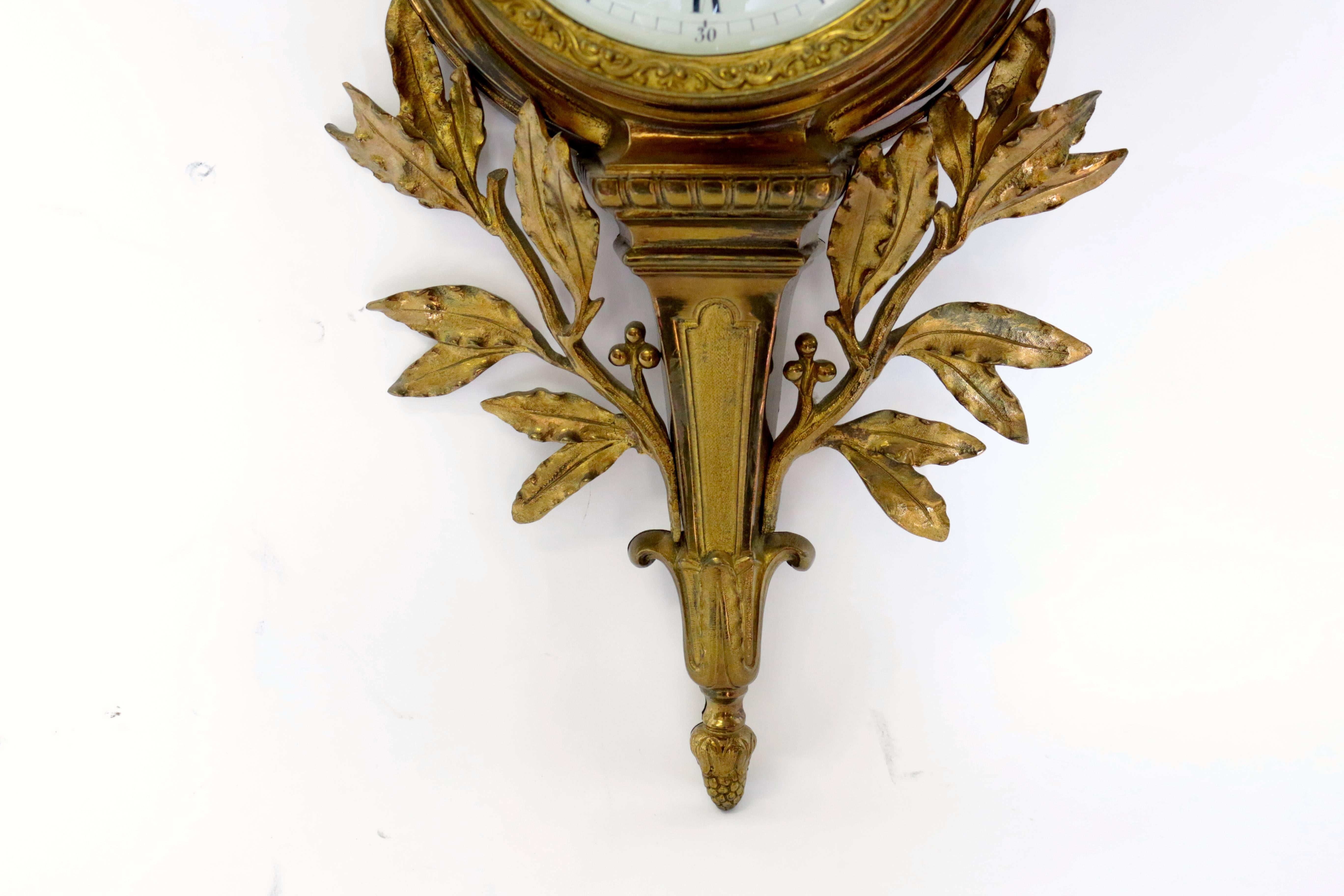 19th Century Empire Bronze Wall Clock Signed by Leroy In Excellent Condition In Pasadena, CA