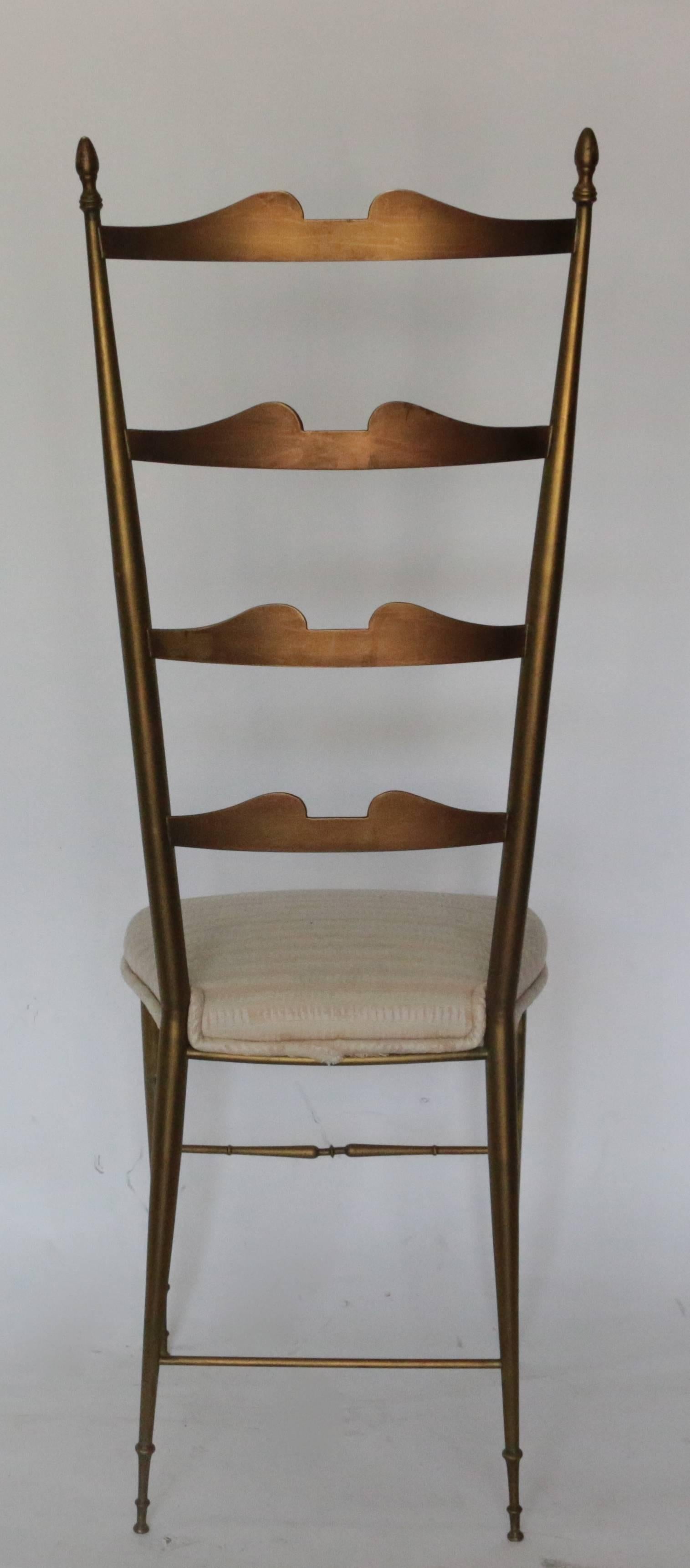 Mid-Century Modern Italian Brass Ladder Back Chiavari Chair