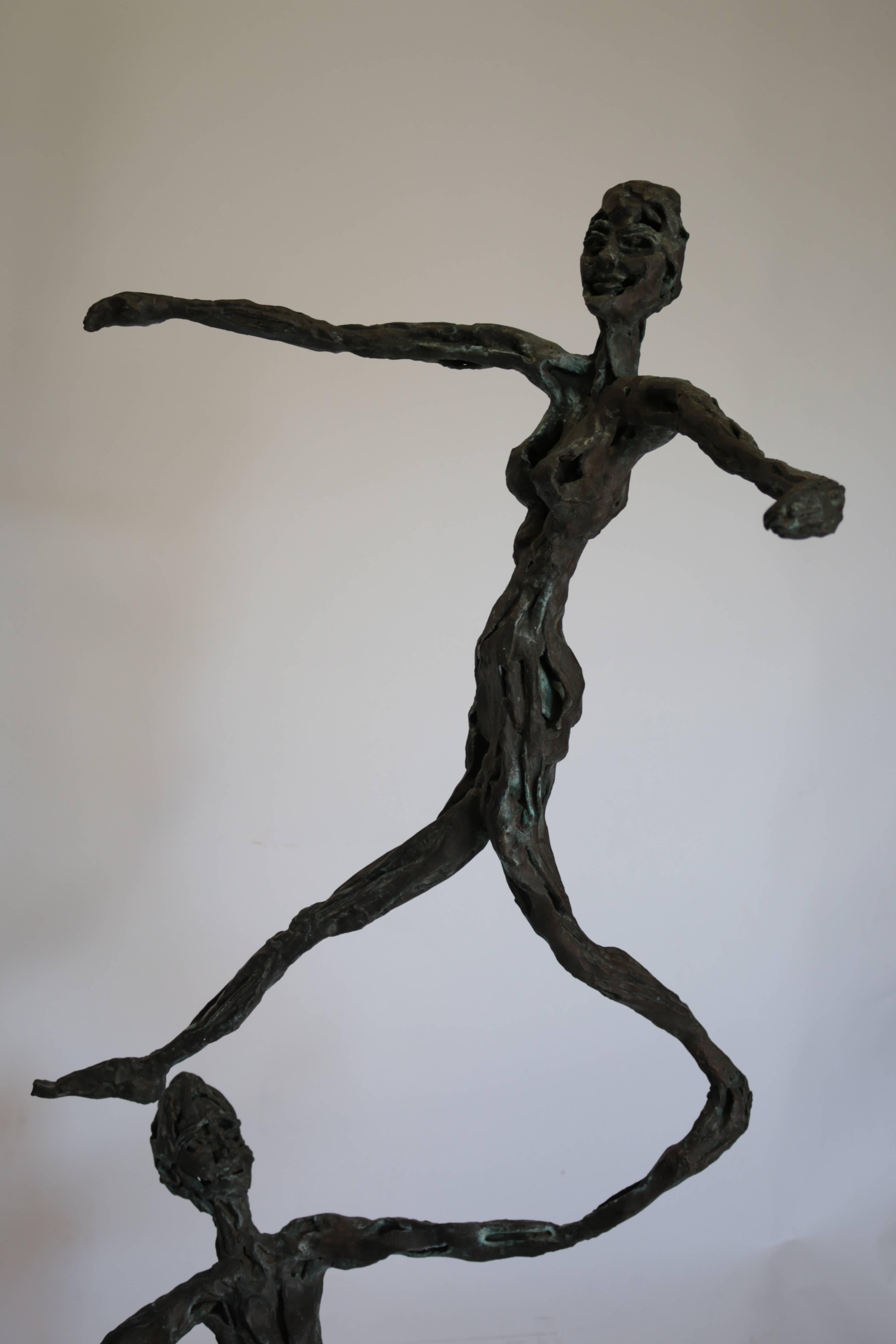 Large Mid-Century Modern Figurative Brutalist Bronze Sculpture In Excellent Condition In Pasadena, CA