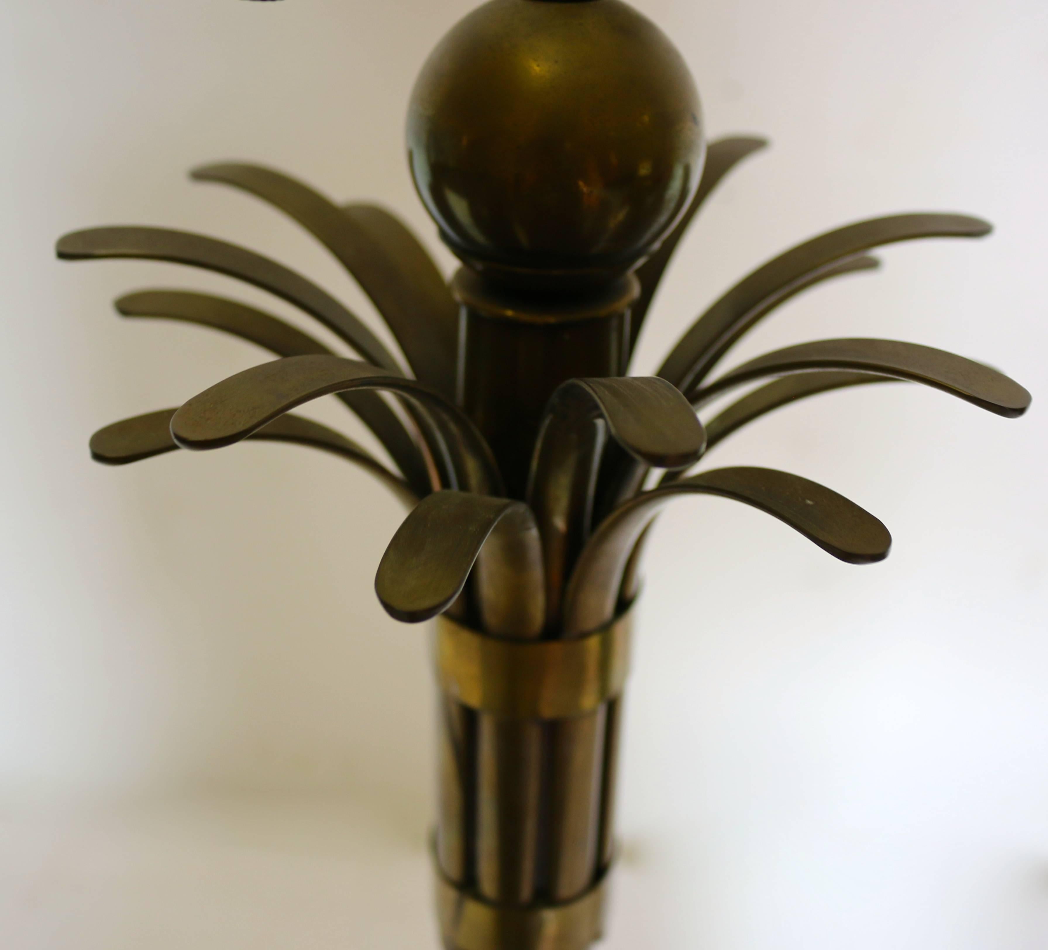 Mid-Century, Modern Brass Stylized Palm Tree Table Lamp For Sale 2
