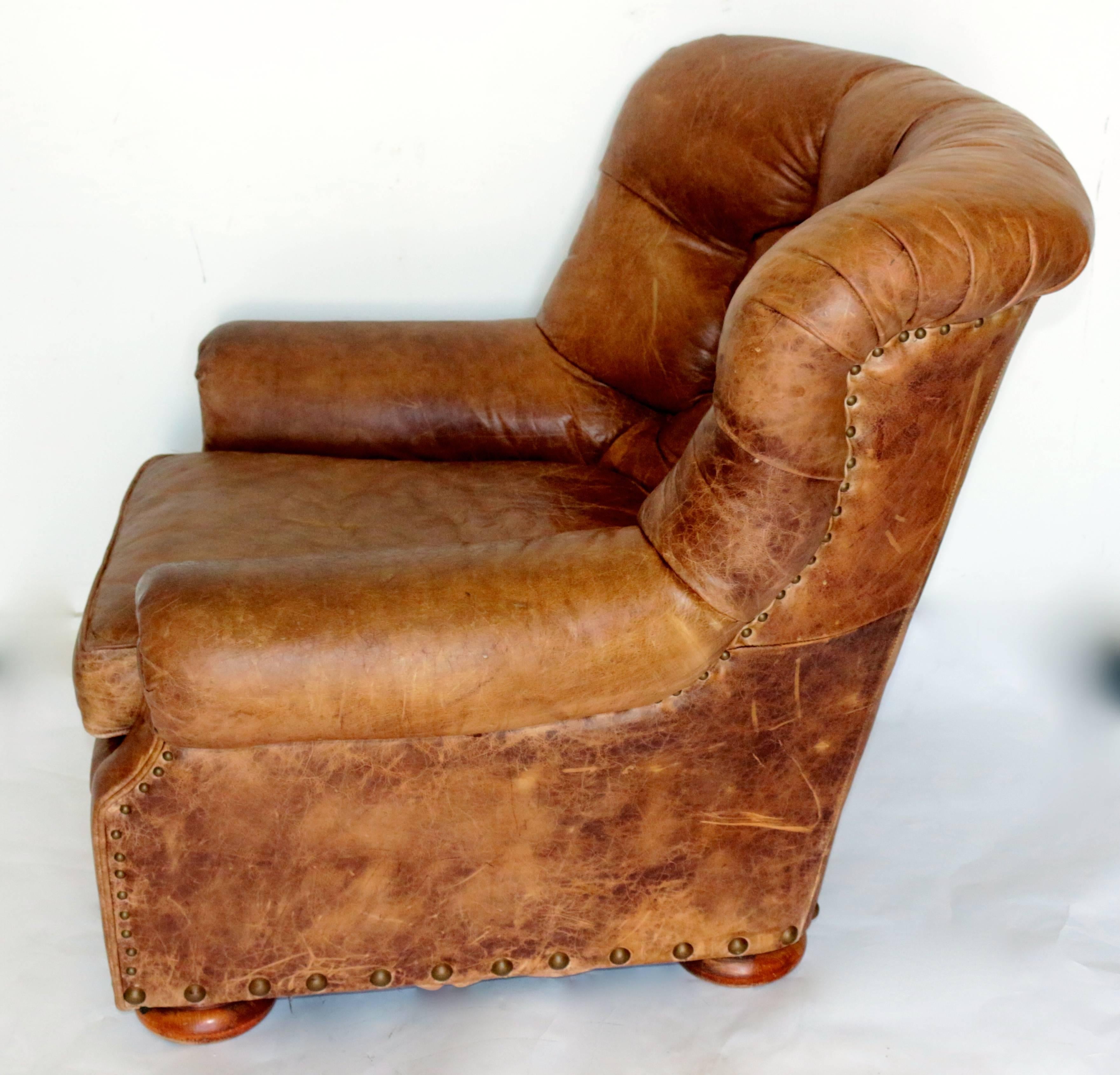 Ralph Lauren Distressed Writers Leather Club Chair 1