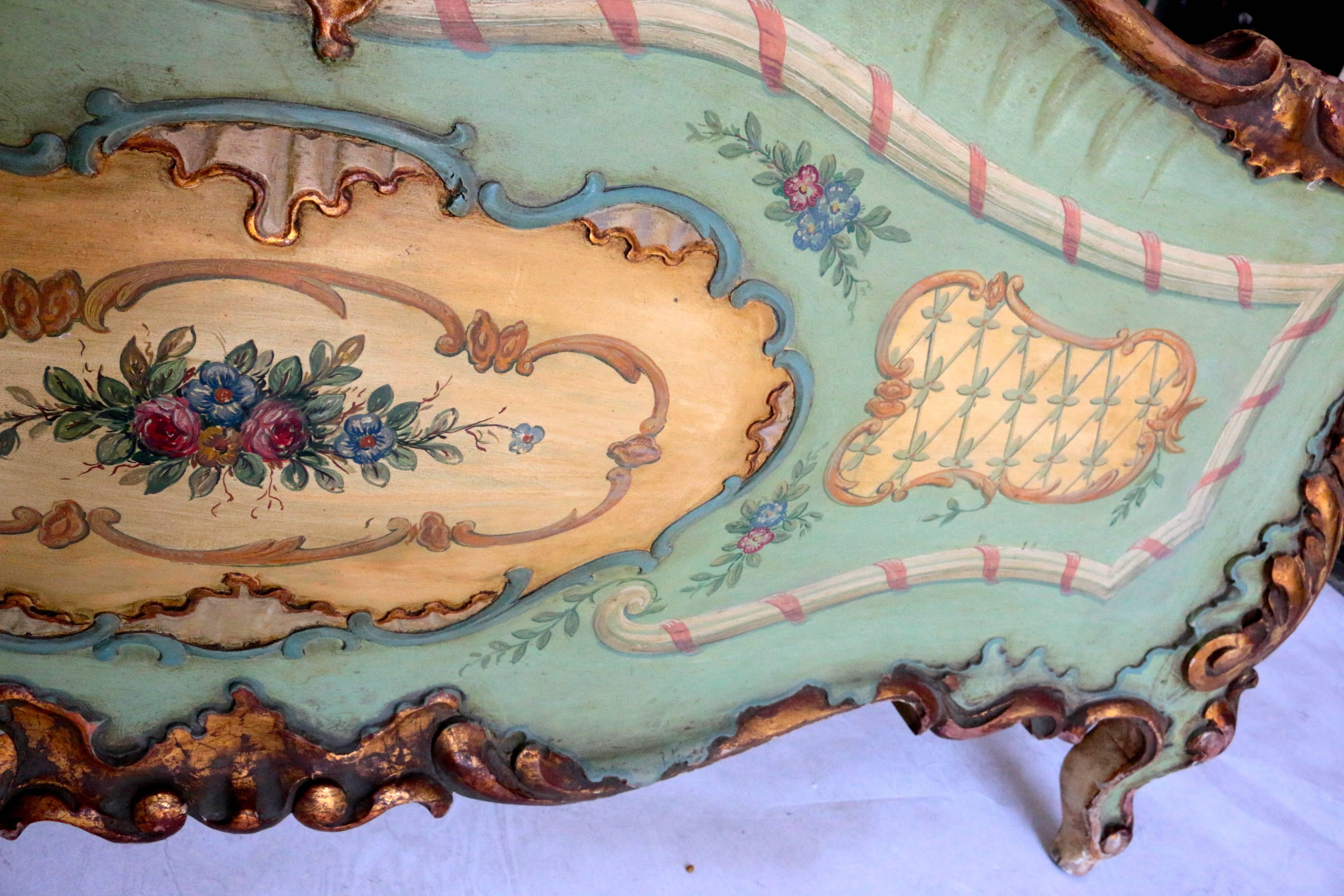19th century Venetian hand-painted bed. In excellent used condition.