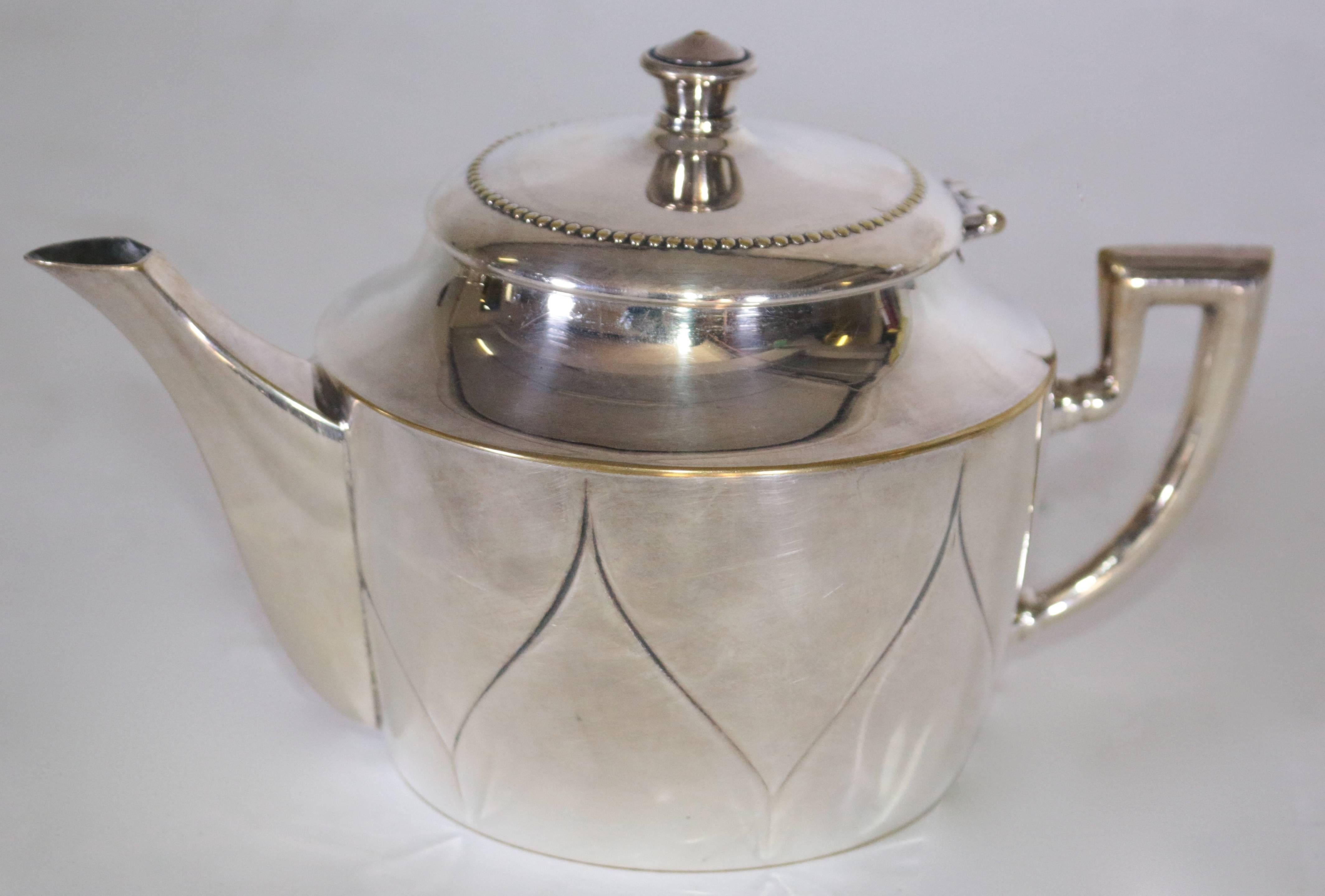 Mid-Century Modern 19th Century Silver Plate Tea Set For Sale