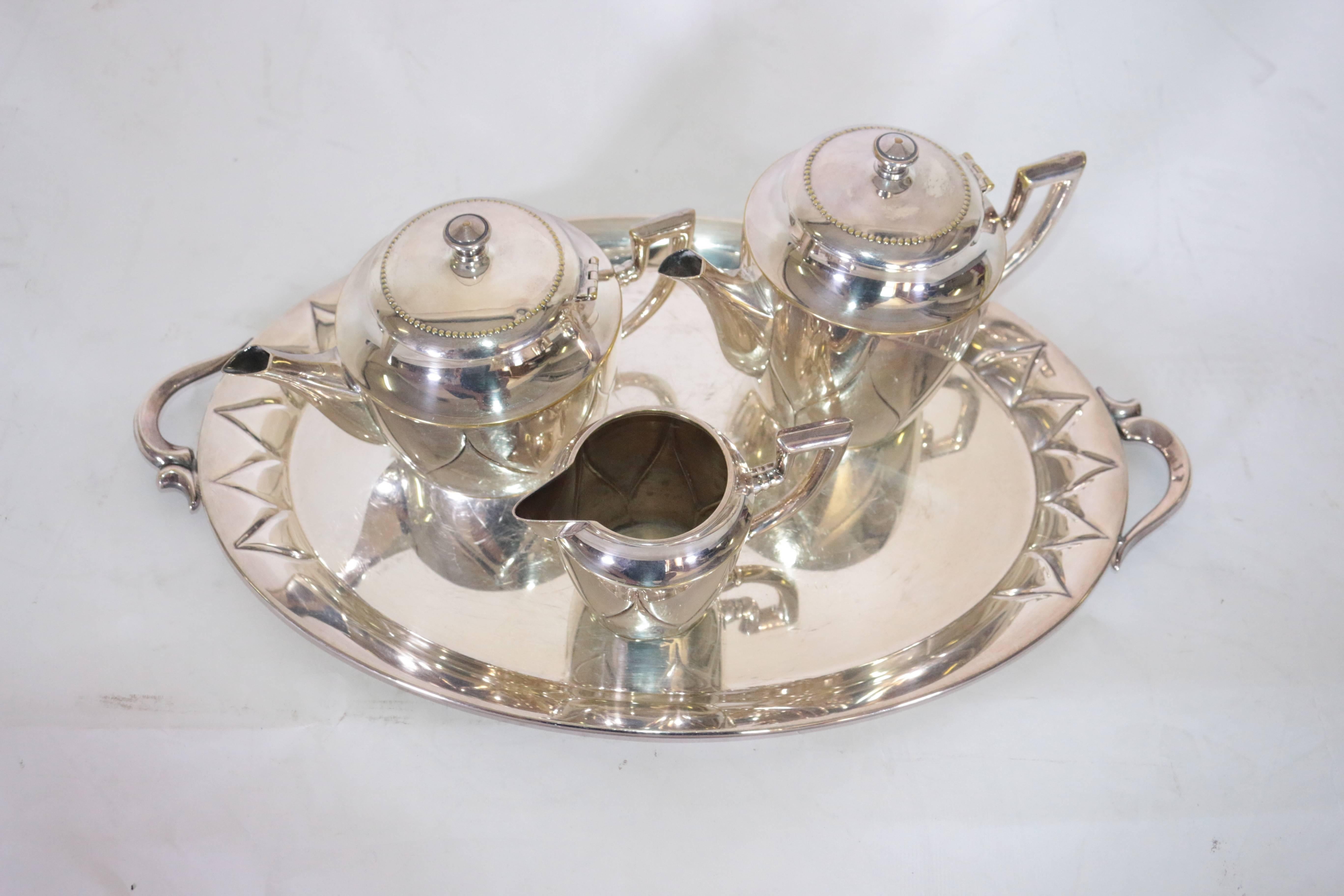 20th Century 19th Century Silver Plate Tea Set For Sale