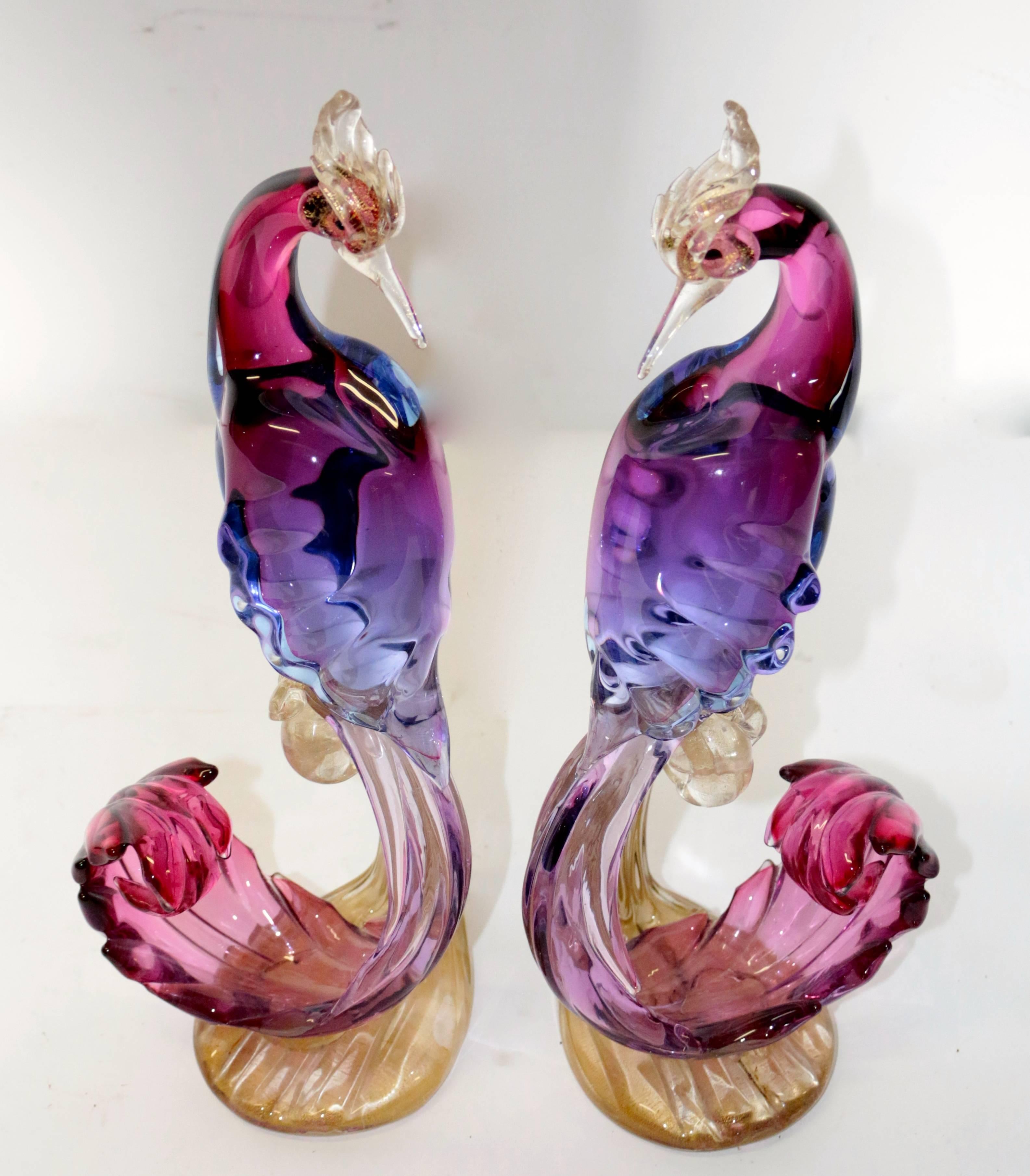 Other Pair of Alfredo Barbini Murano Birds of Paradise