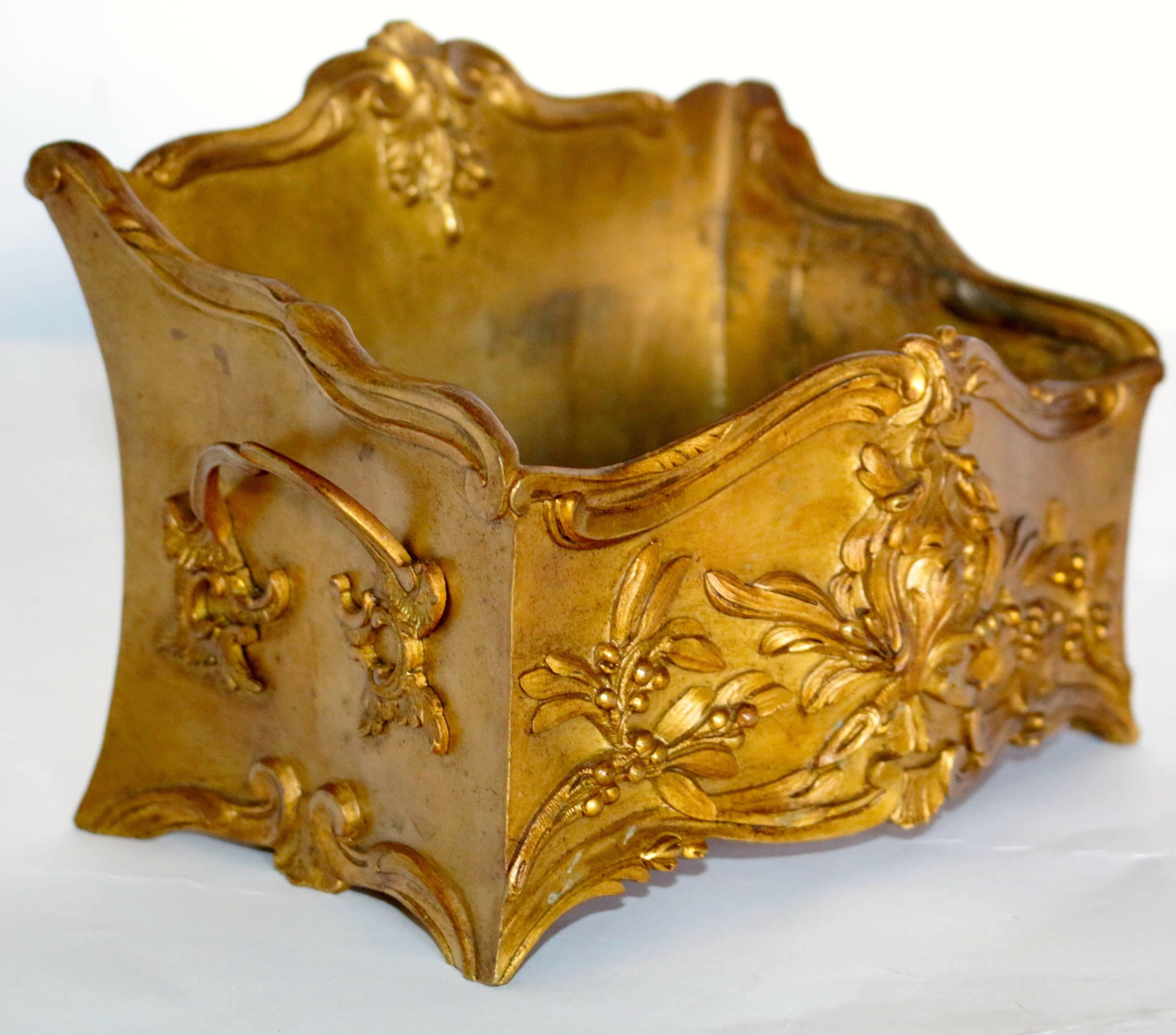 French Provincial 19th Century French Decorated Gilt Bronze Box