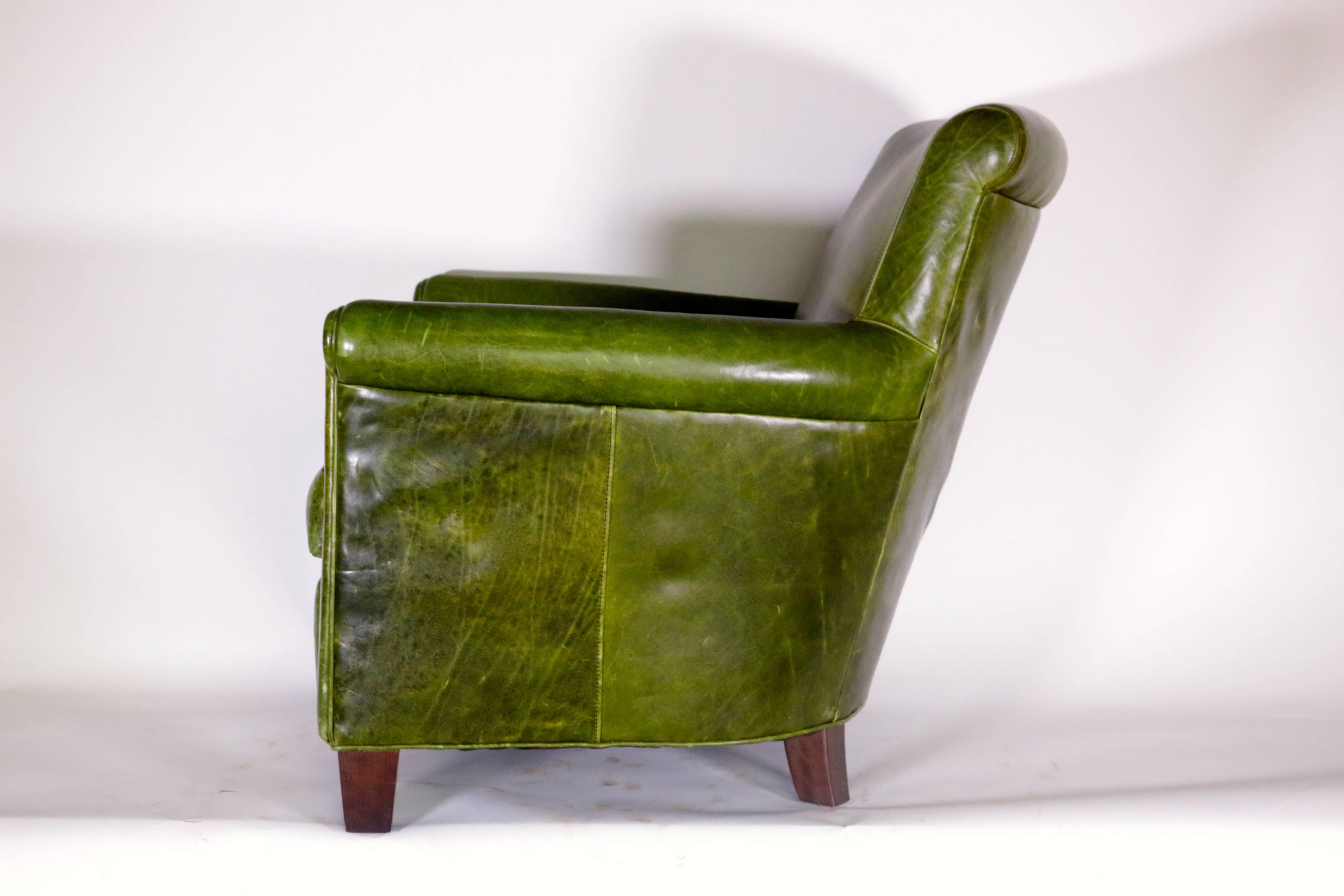 green leather club chairs
