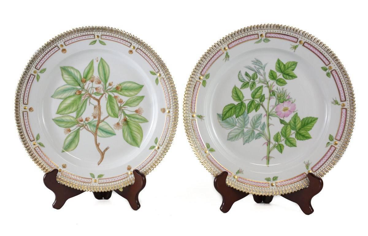 Late 20th Century Eight Royal Copenhagen Flora Danica Round Platters