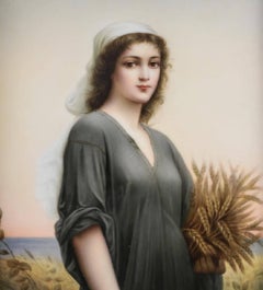 Large KPM Porcelain Portrait Plaque of Ruth Signed E. Volk