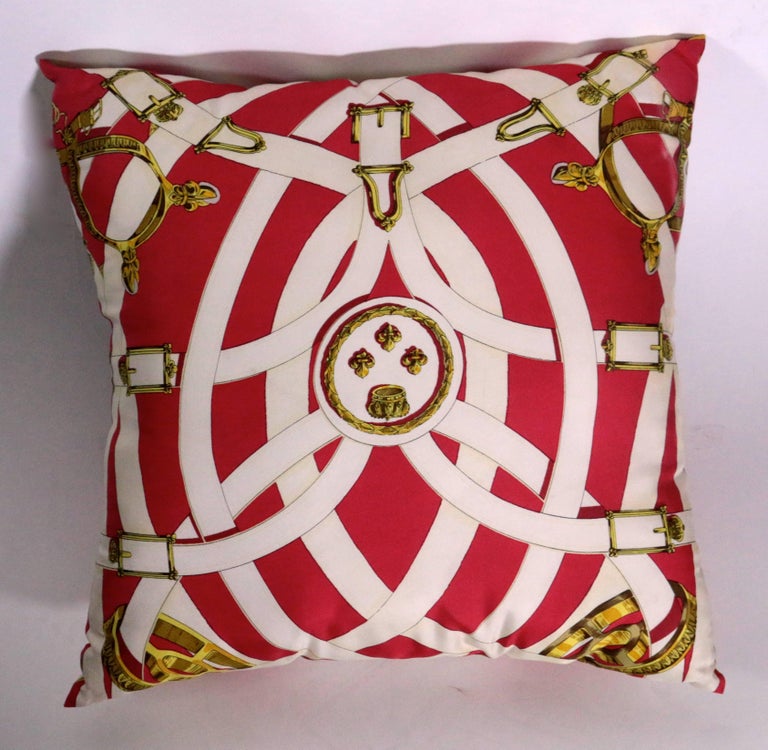 Set of Three Authentic Hermes Two Side Silk Cushion Pillows at 1stdibs