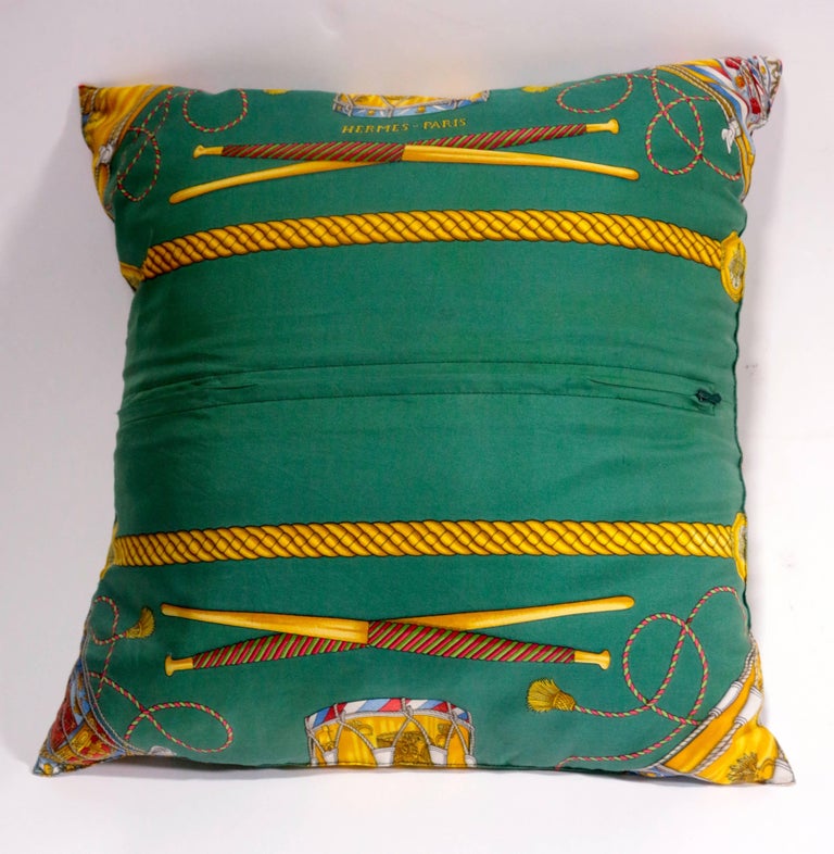 Set of Three Authentic Hermes Two Side Silk Cushion Pillows at 1stdibs