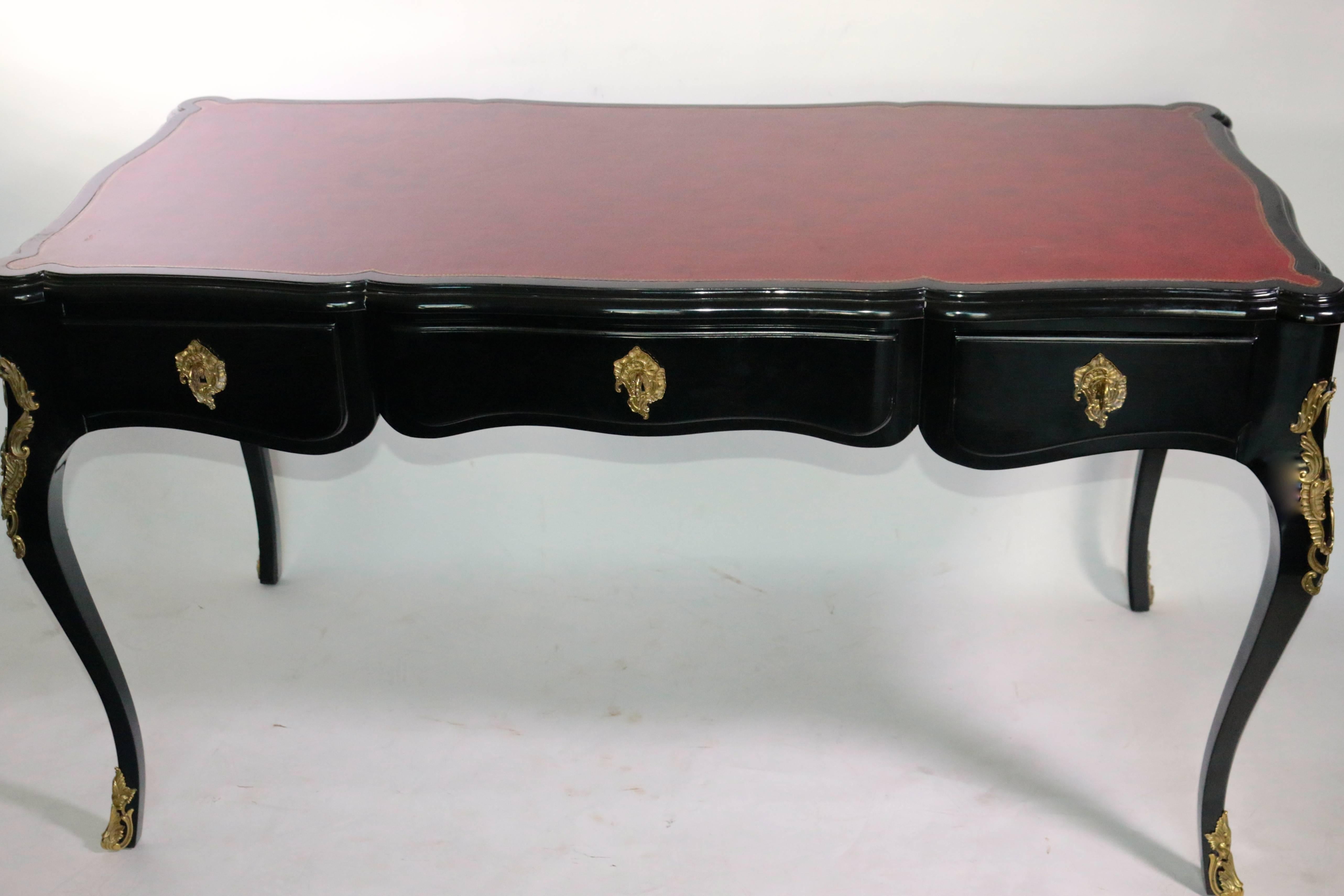 20th Century Ralph Lauren Lacquer Leather Top Writing Table Desk, Property of Tommy Hilfiger