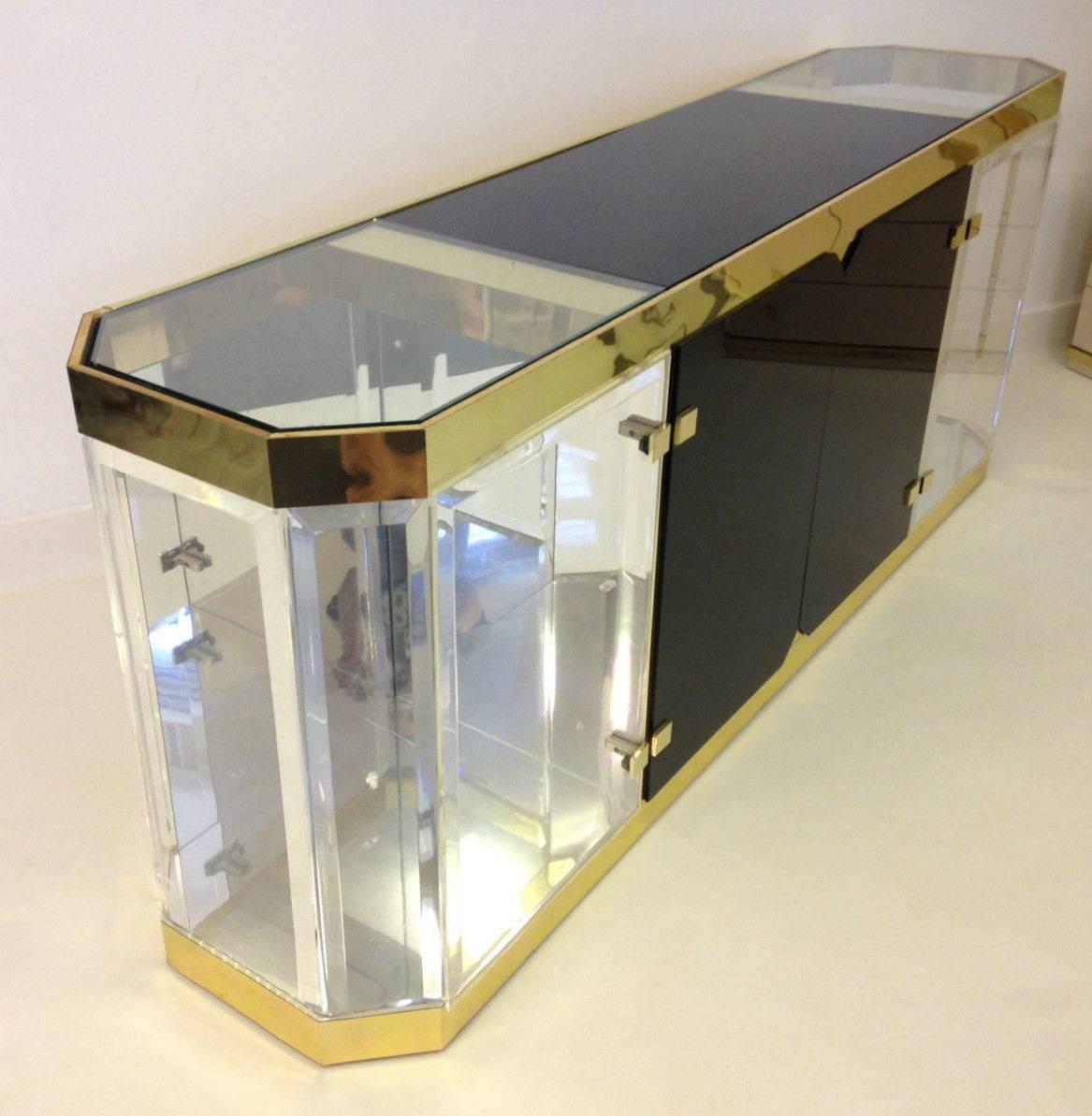 Mid-Century Modern Lucite and Brass Credenza by Antonio Pavia