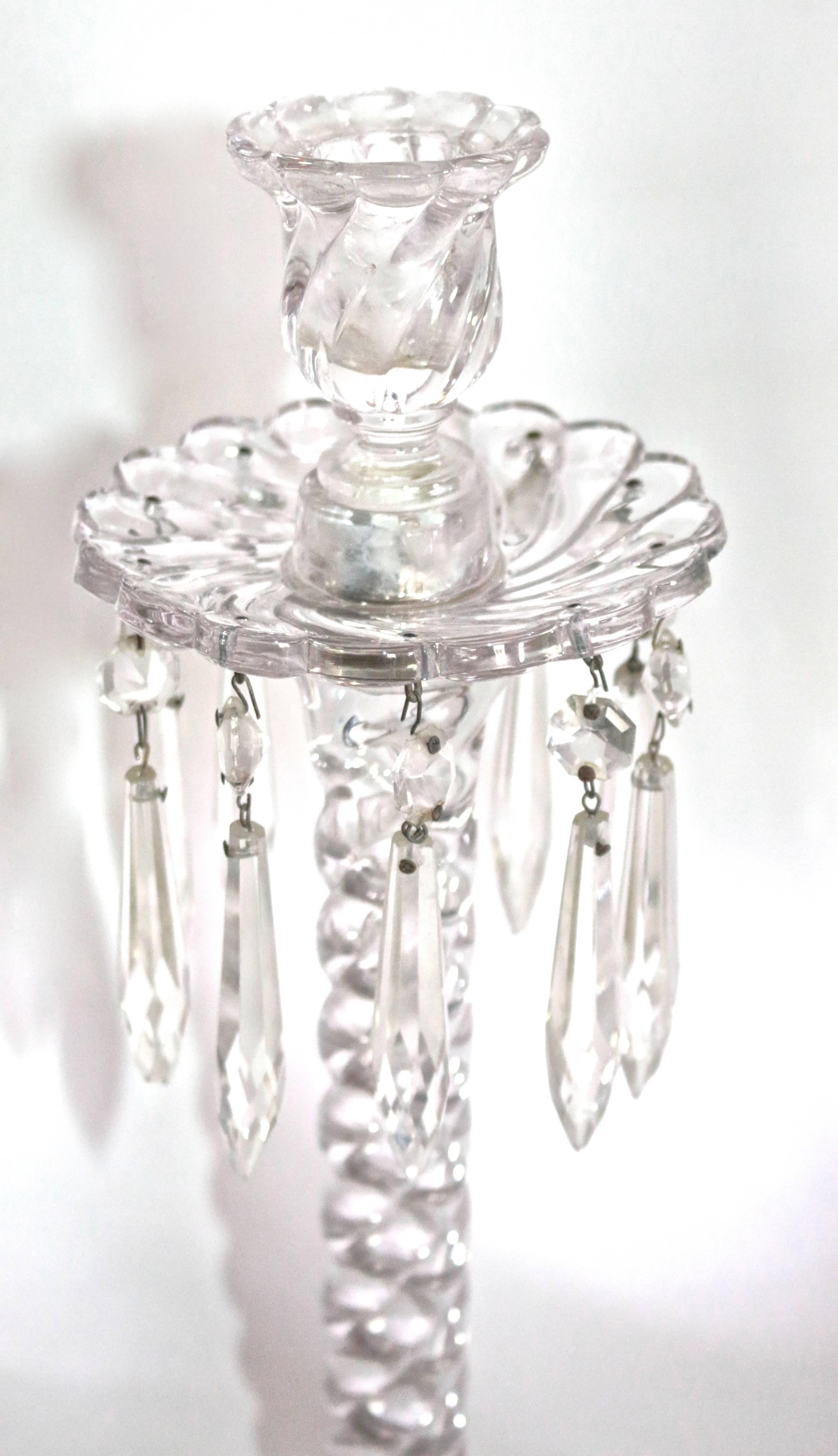 Pair of tall 19th century rope twist crystal candlesticks by Baccarat in a excellent used condition.