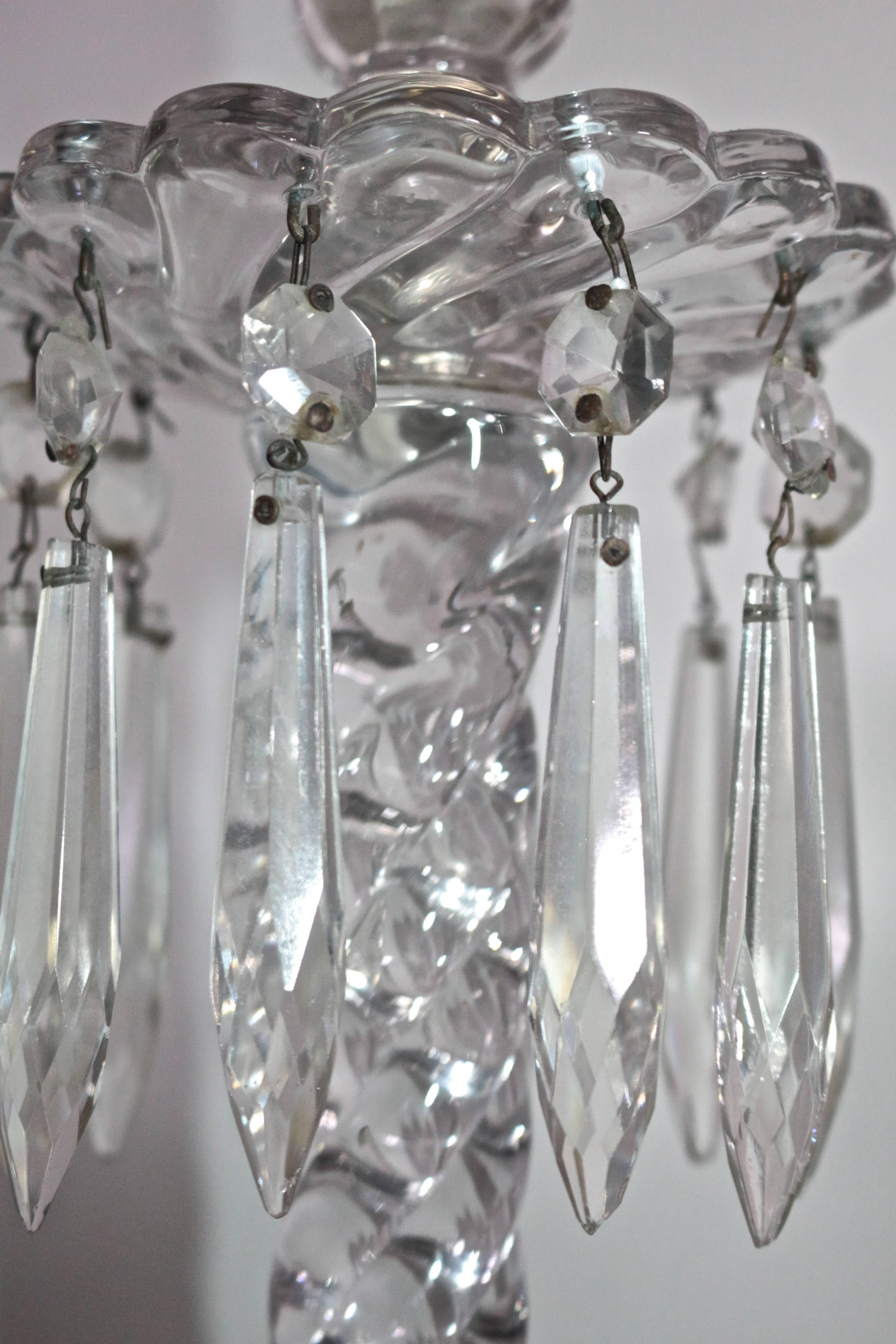 French Baccarat Crystal Tall Pair of 19th Century Rope Twist Candlesticks