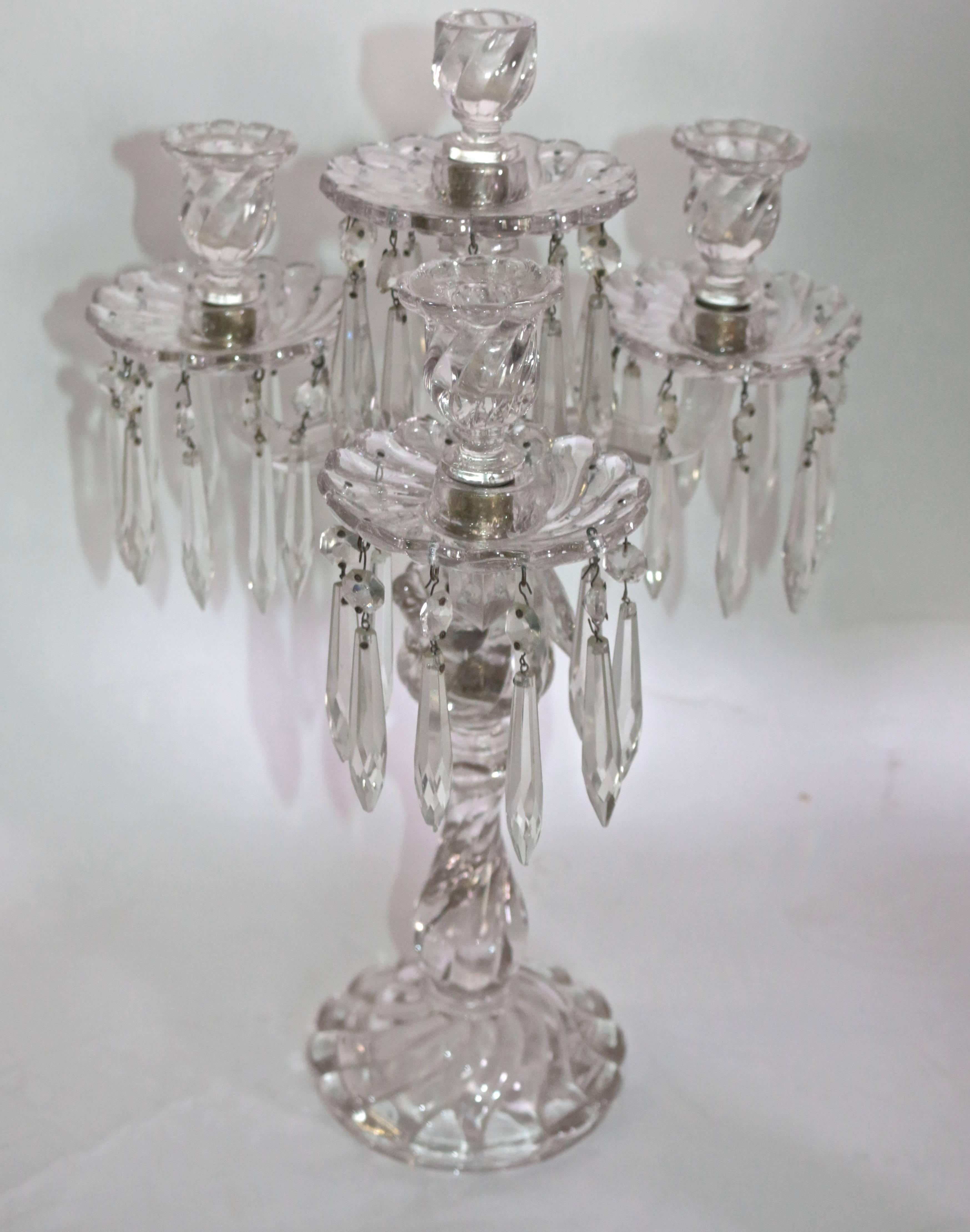 Antique 19th century tree arm plus one capital centre candelabra by Baccarat.