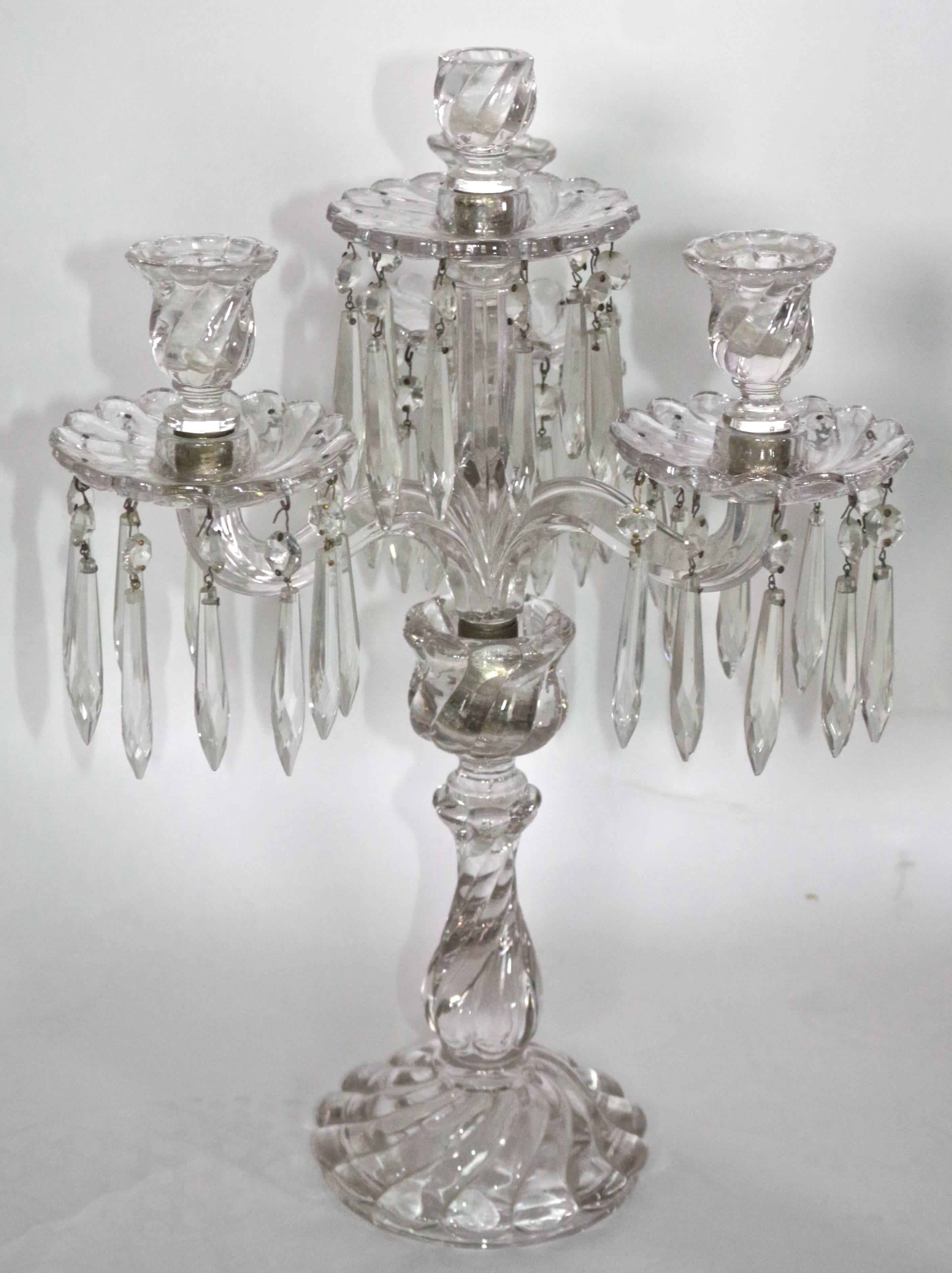 French Baccarat 19th Century Table Candelabra