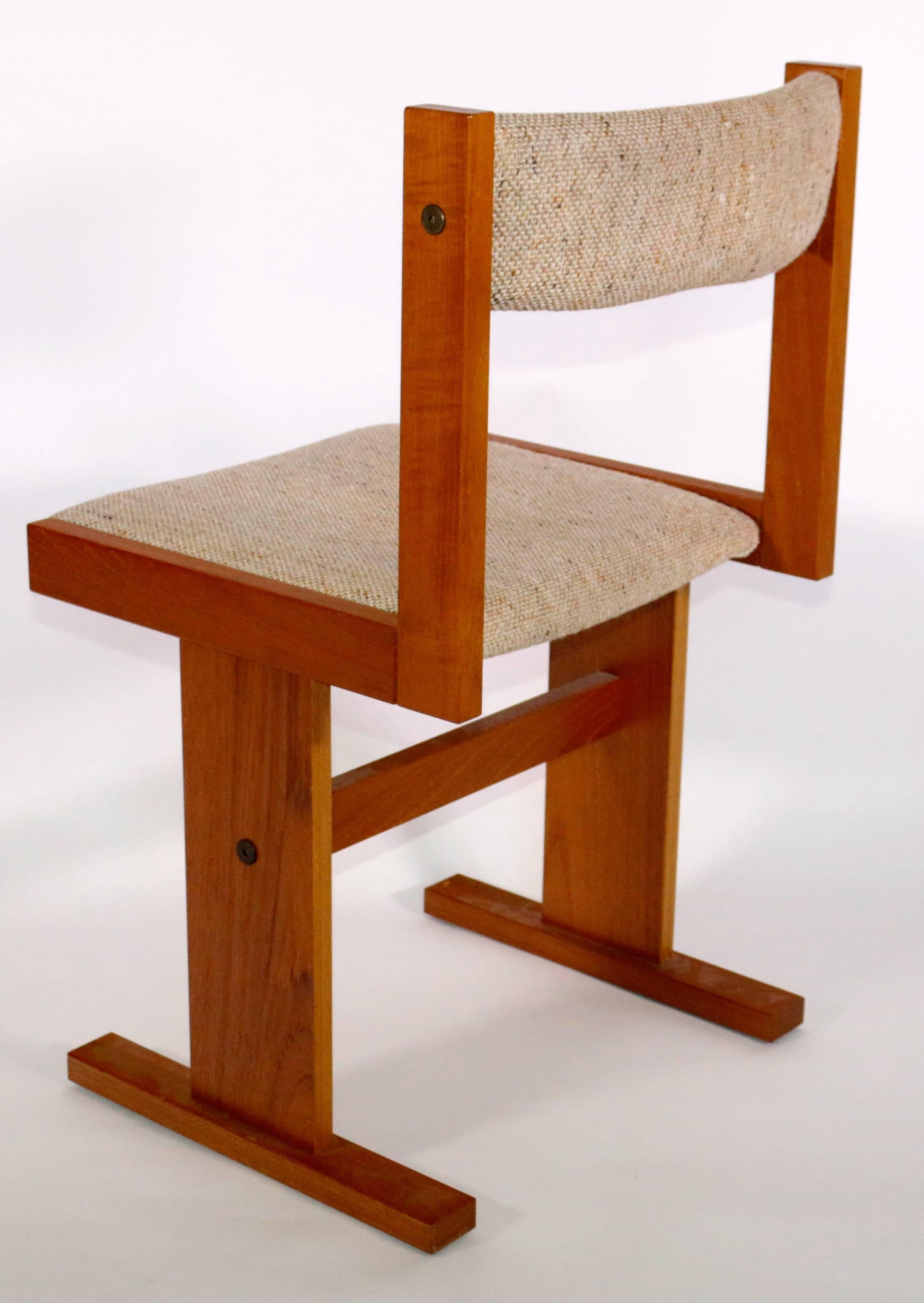 Scandinavian Set of Six Mid-Century Modern Danish Teak and Linen Dining Chairs