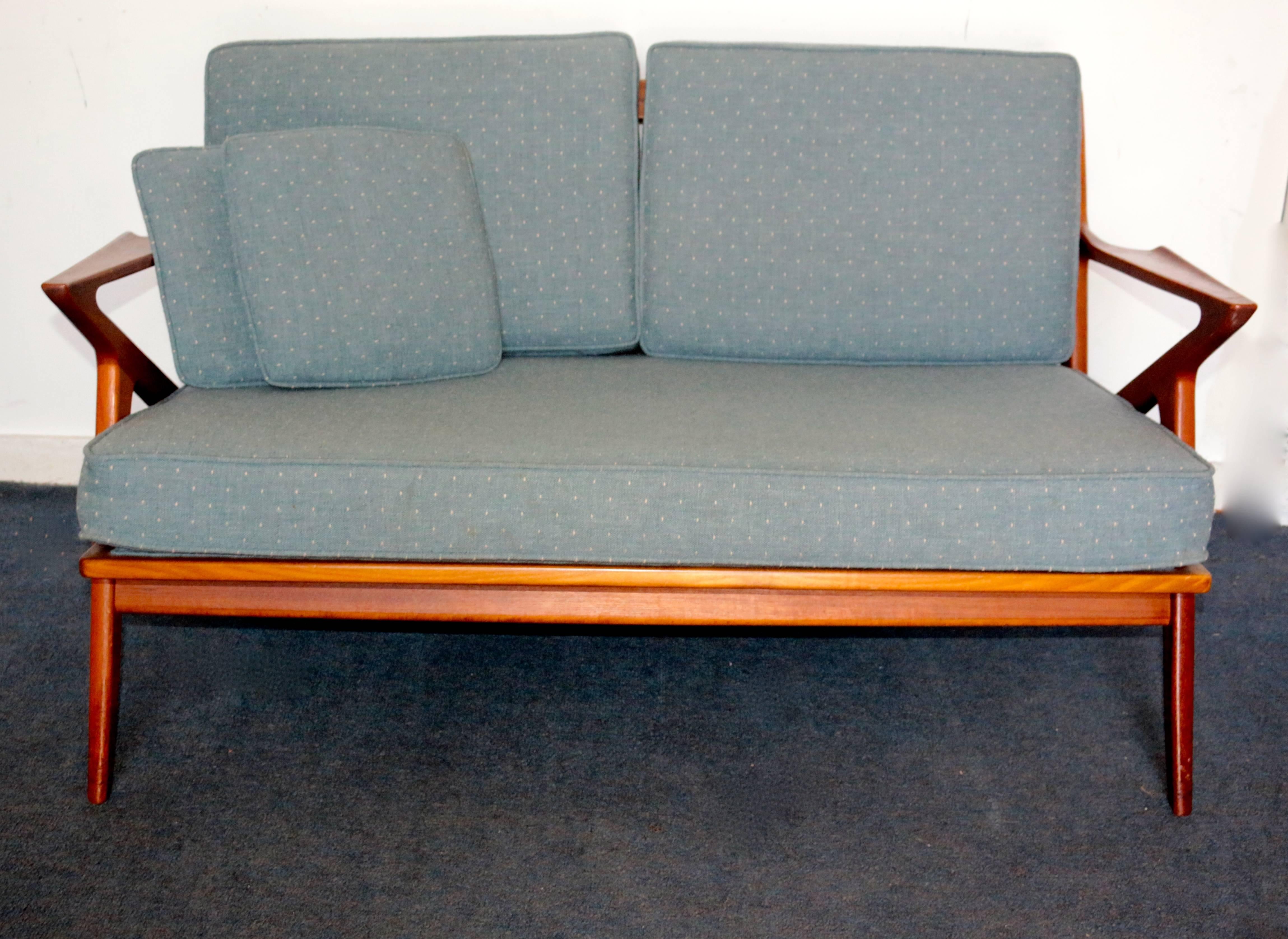 Poul Jensen Danish Mid-Century Modern 'Z' Teak Settee by Selig 3