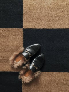 Square Tobacco, Modern Dhurrie/Kilim Rug in Scandinavian Design