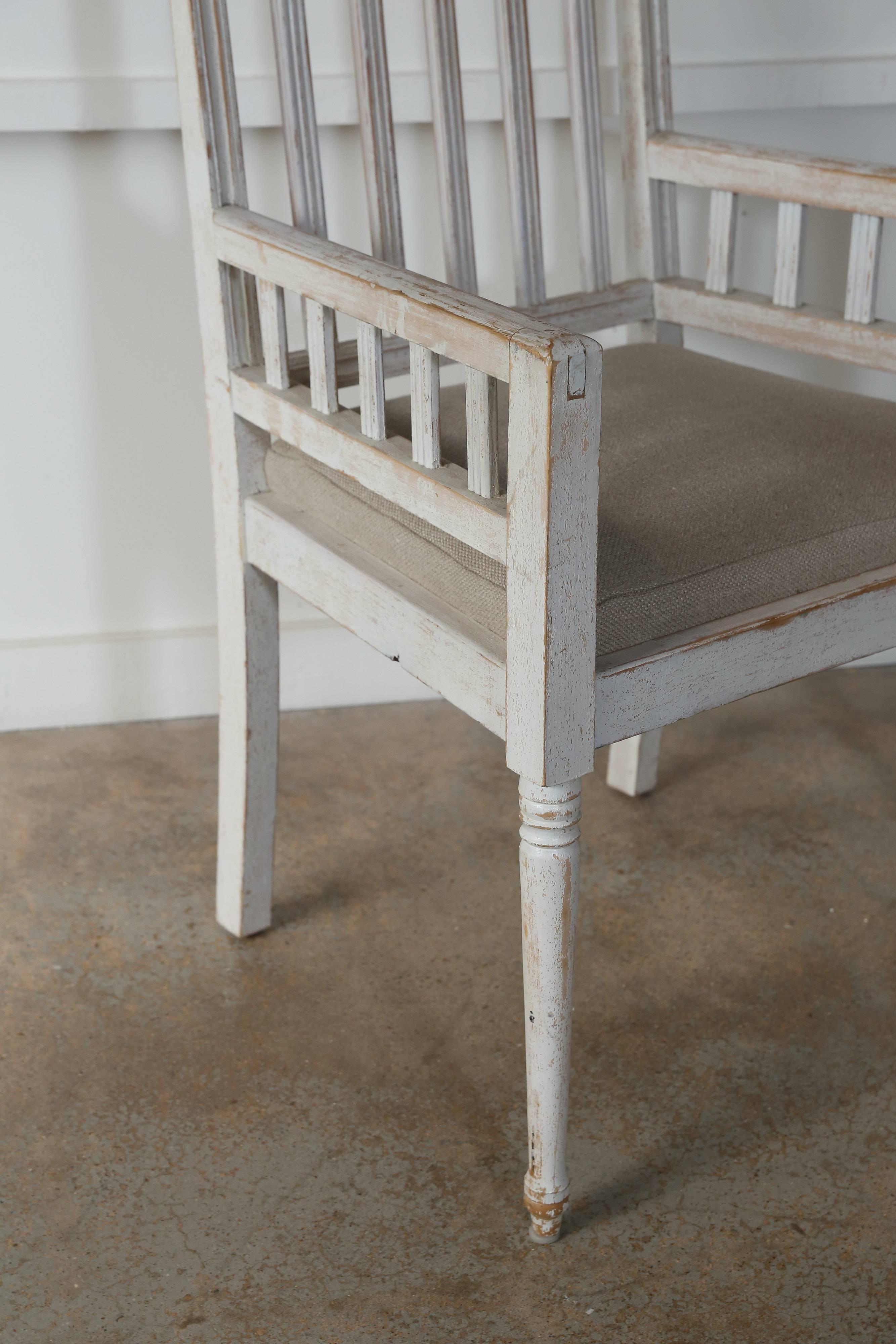 Wood Pair of 19th Century Swedish Chairs with Libeco Linen