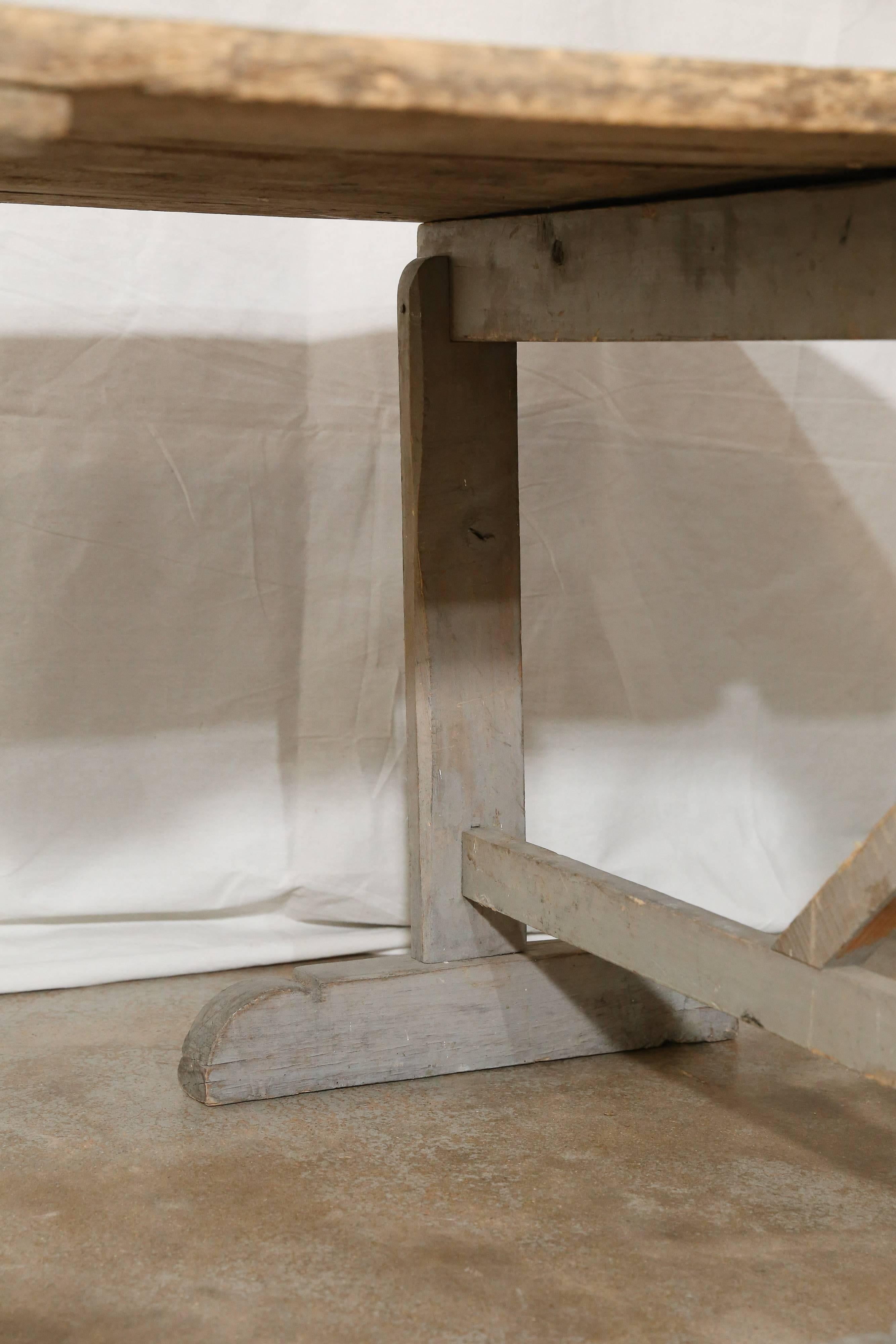 Rustic French Sawhorse Table In Distressed Condition In Houston, TX