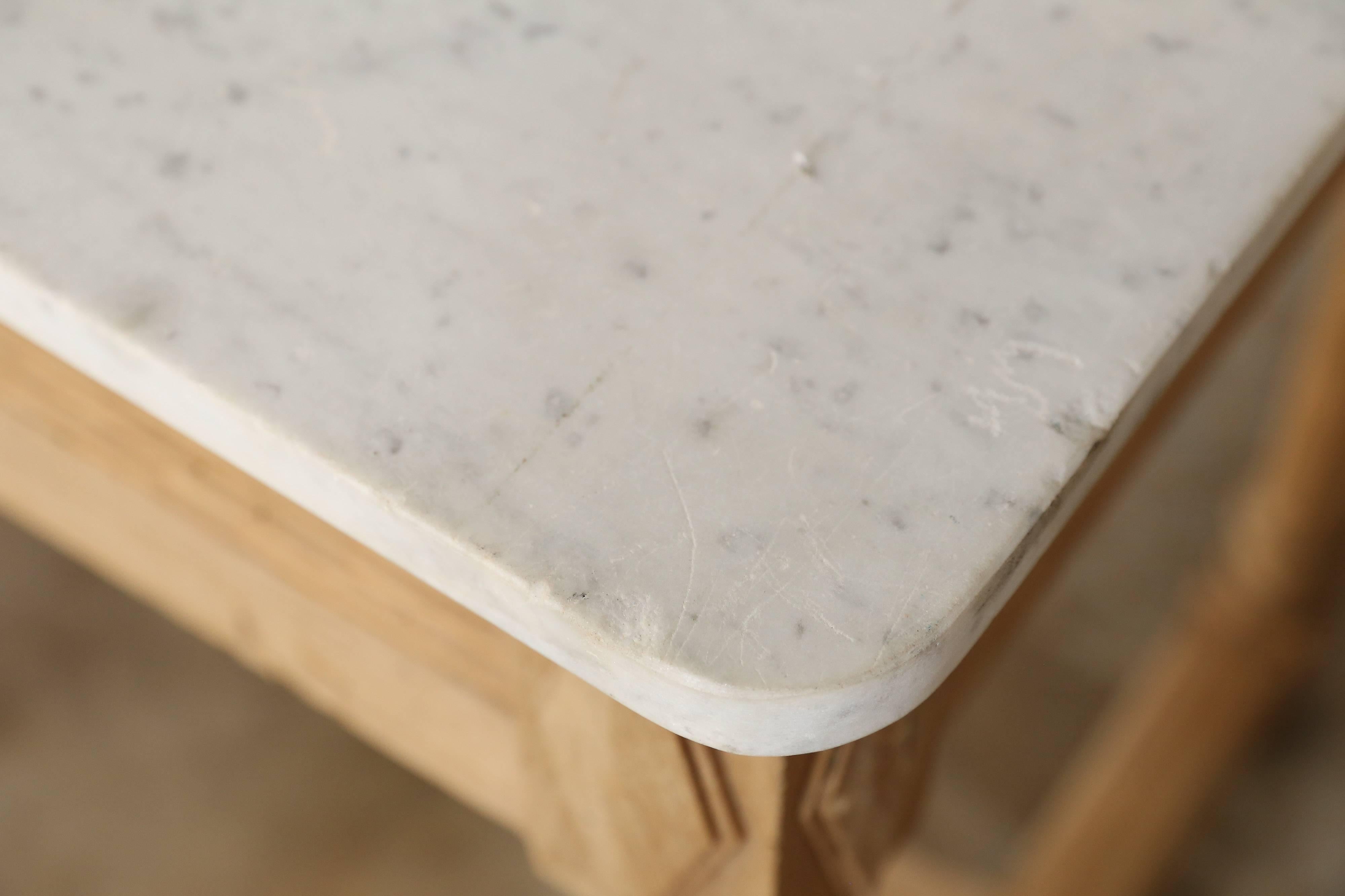 French Butcher Table with Marble Work Surface