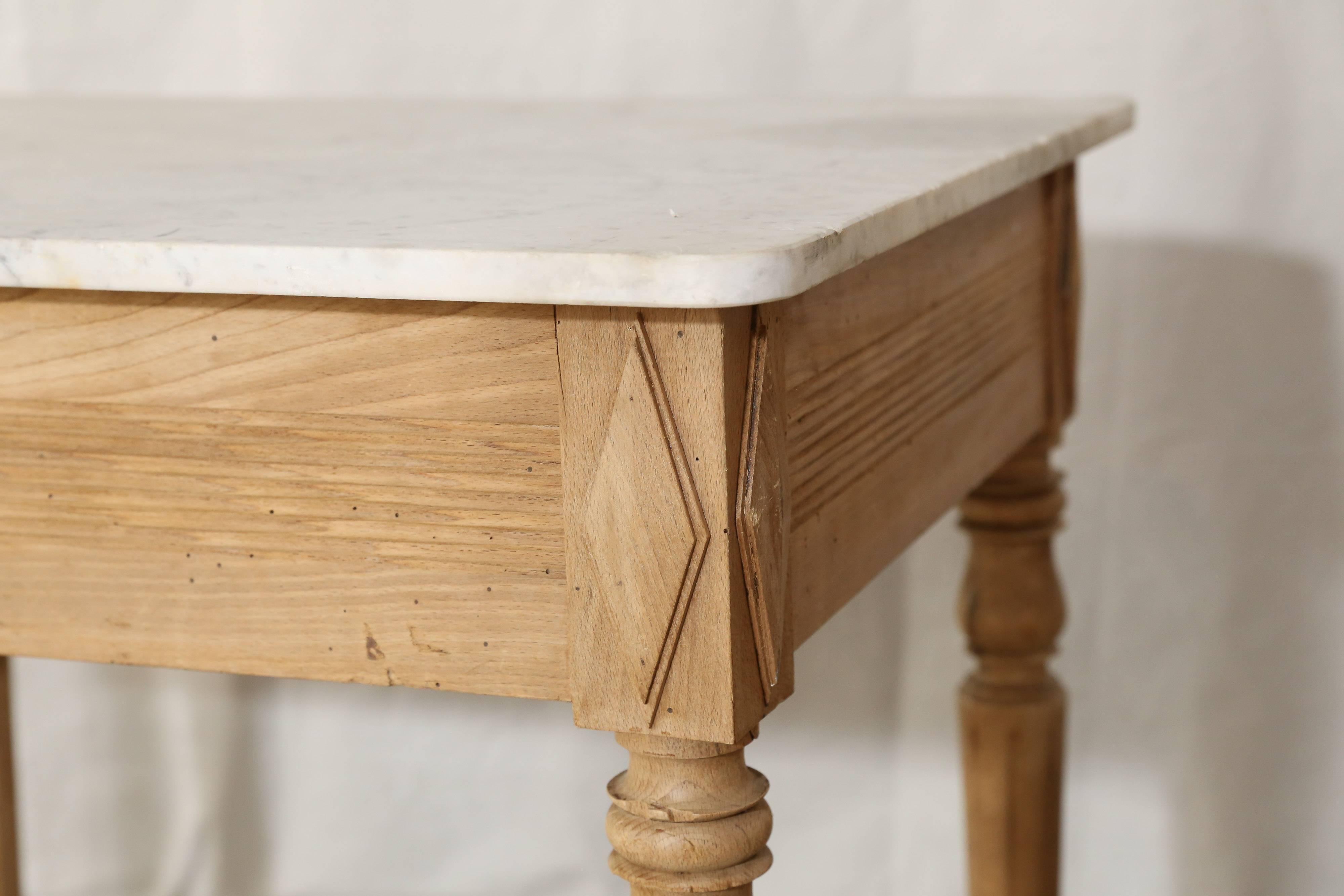 Wood Butcher Table with Marble Work Surface