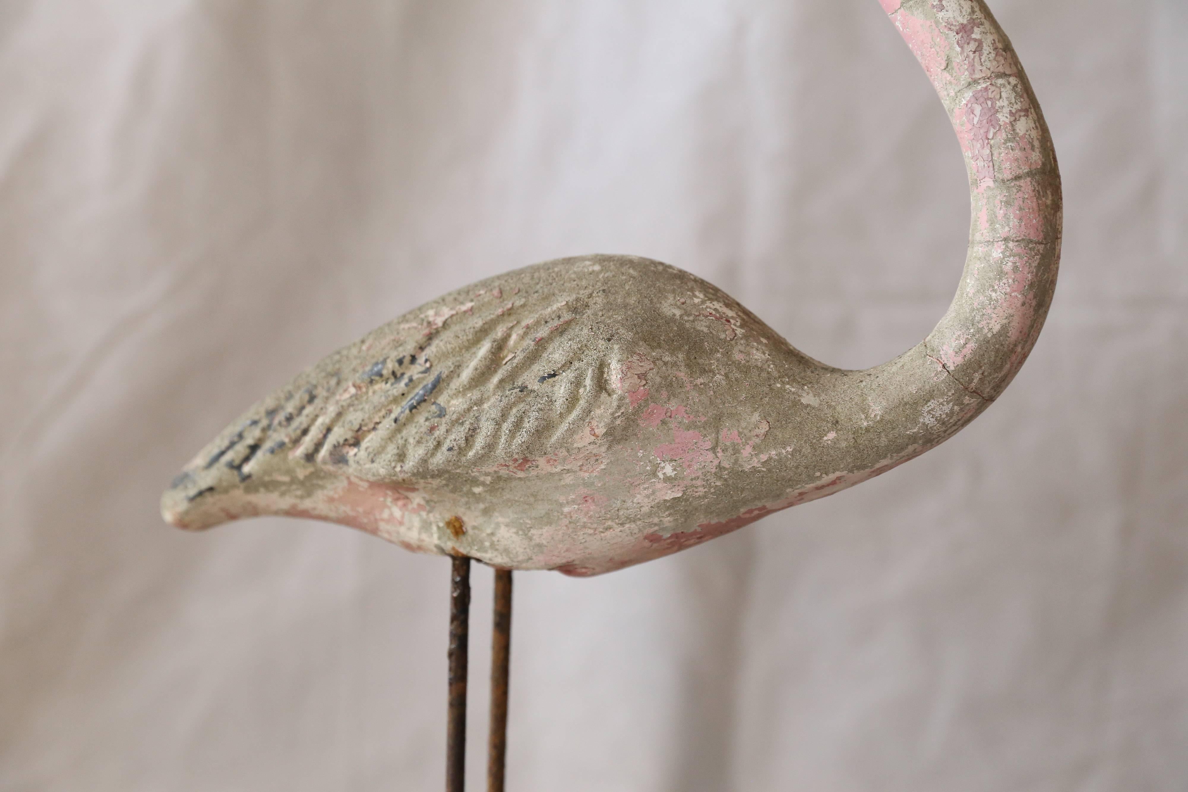 vintage concrete flamingo
