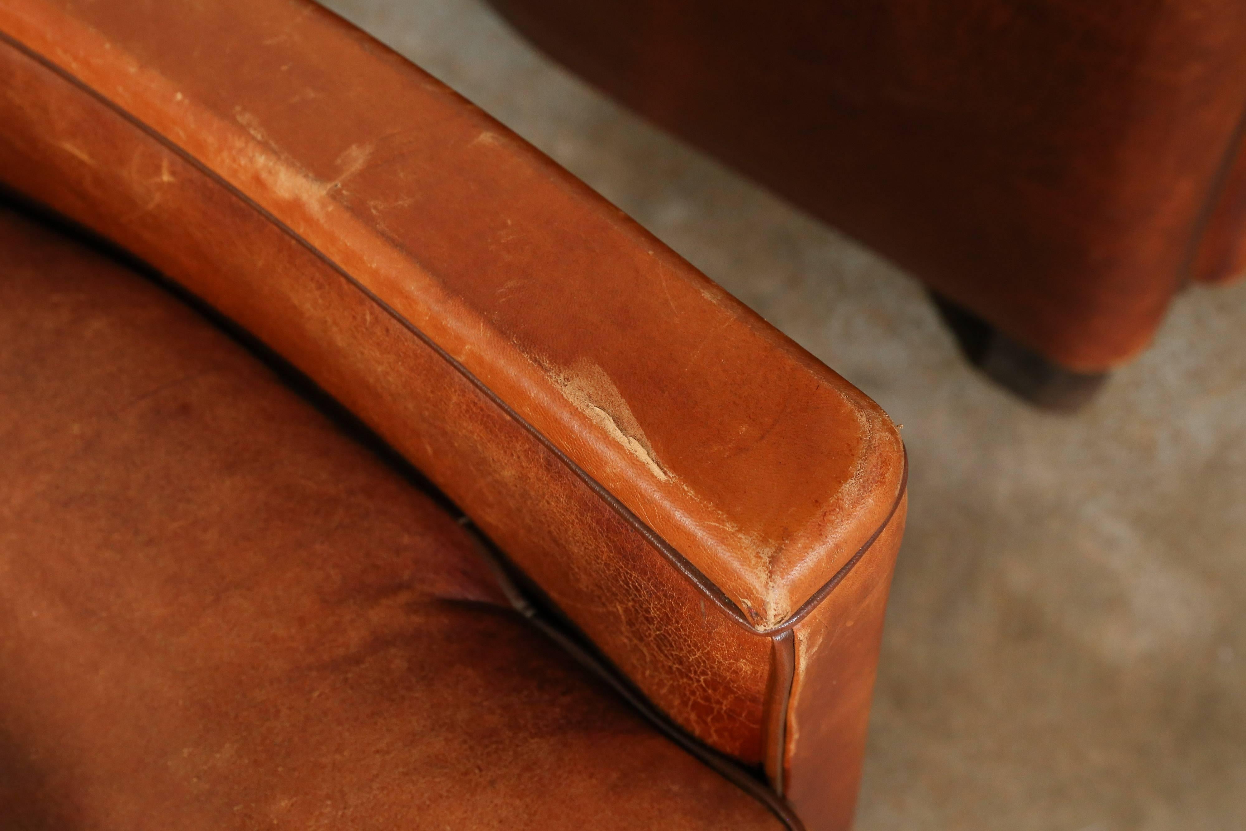 20th Century Pair of Vintage Leather Club Chairs