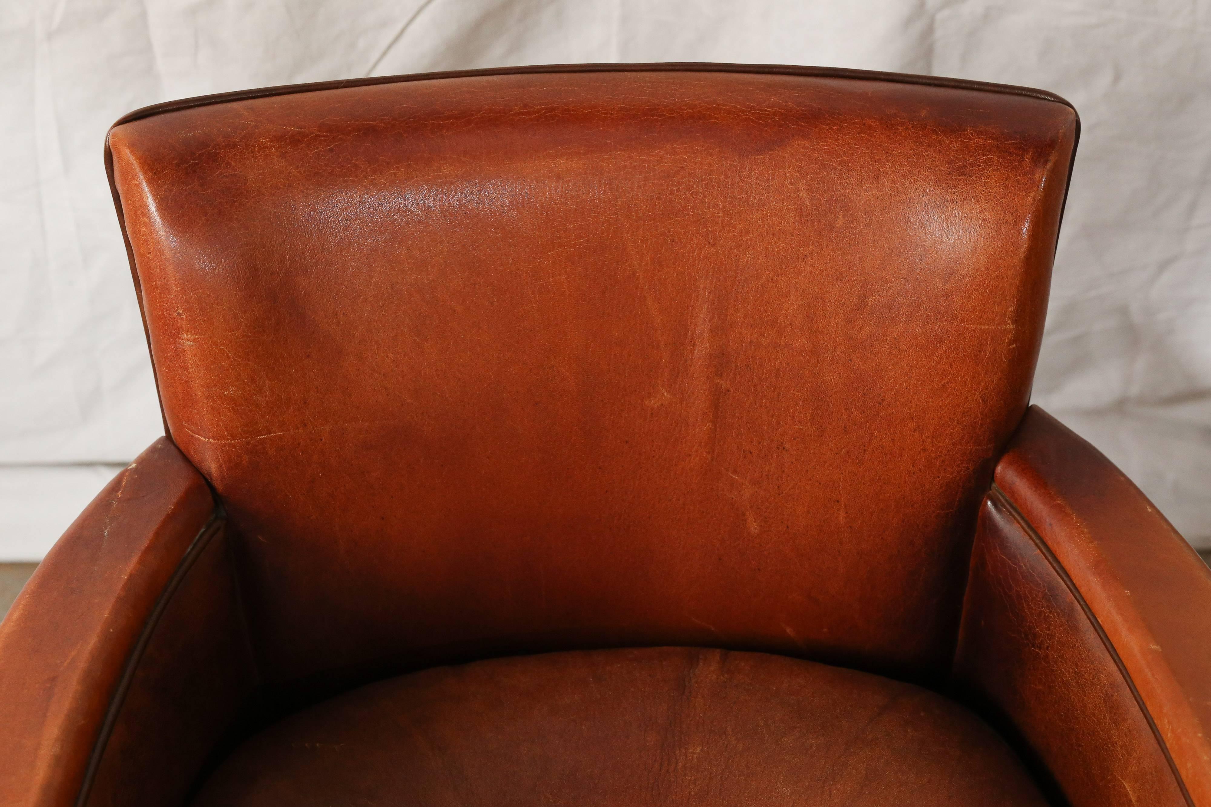 Pair of Vintage Leather Club Chairs 1