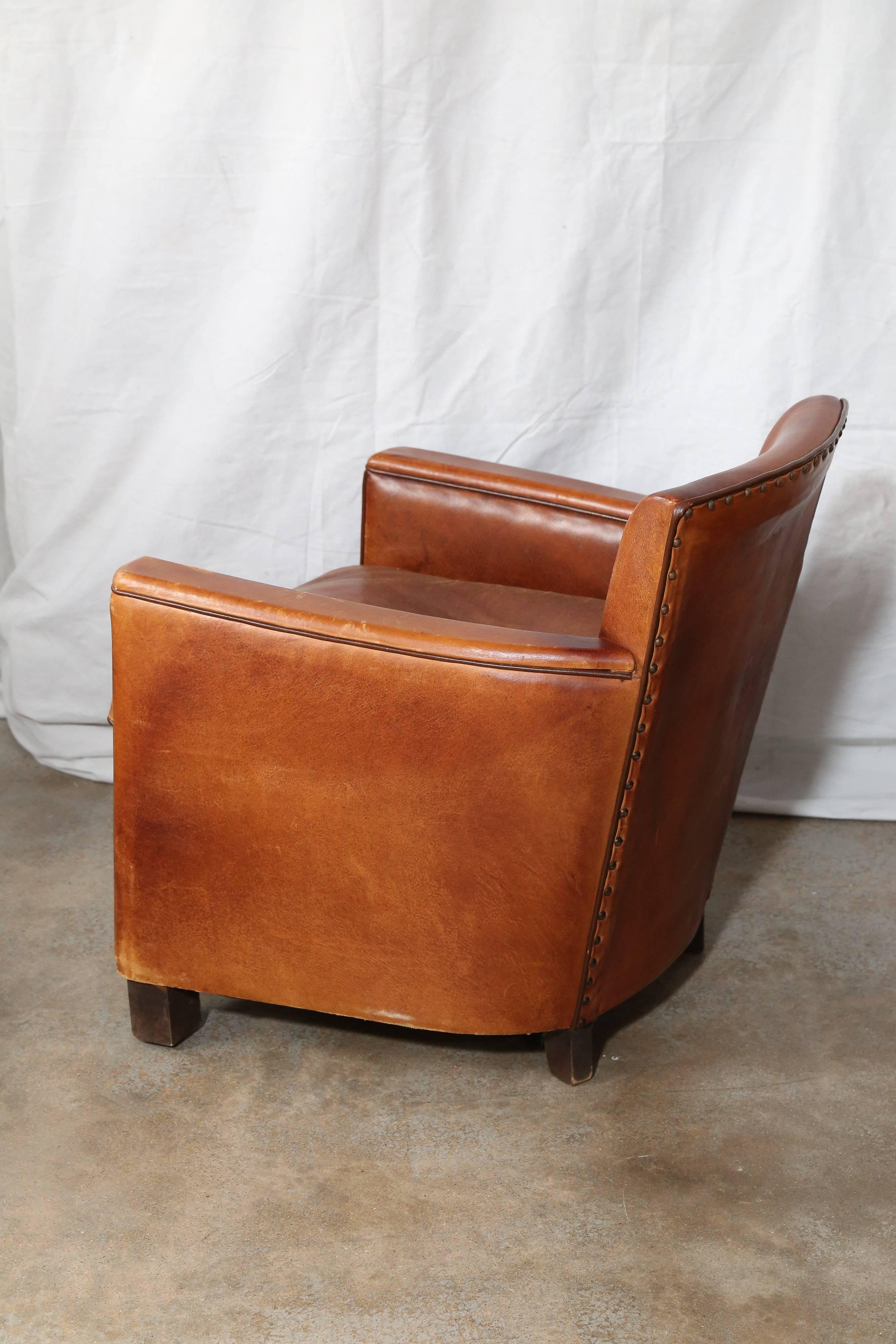 Pair of Vintage Leather Club Chairs 4