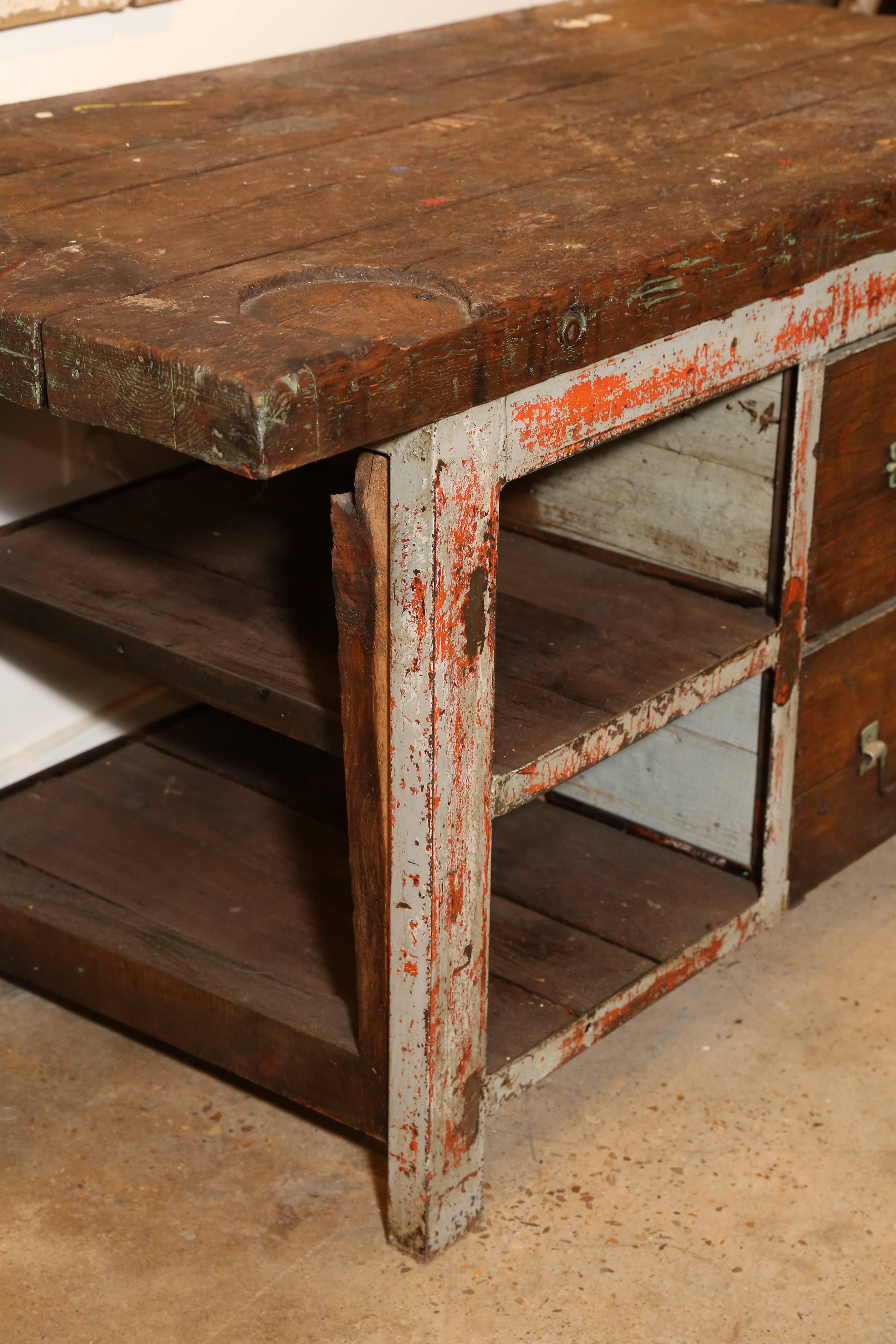 Early 20th Century Rustic Work Table For Sale