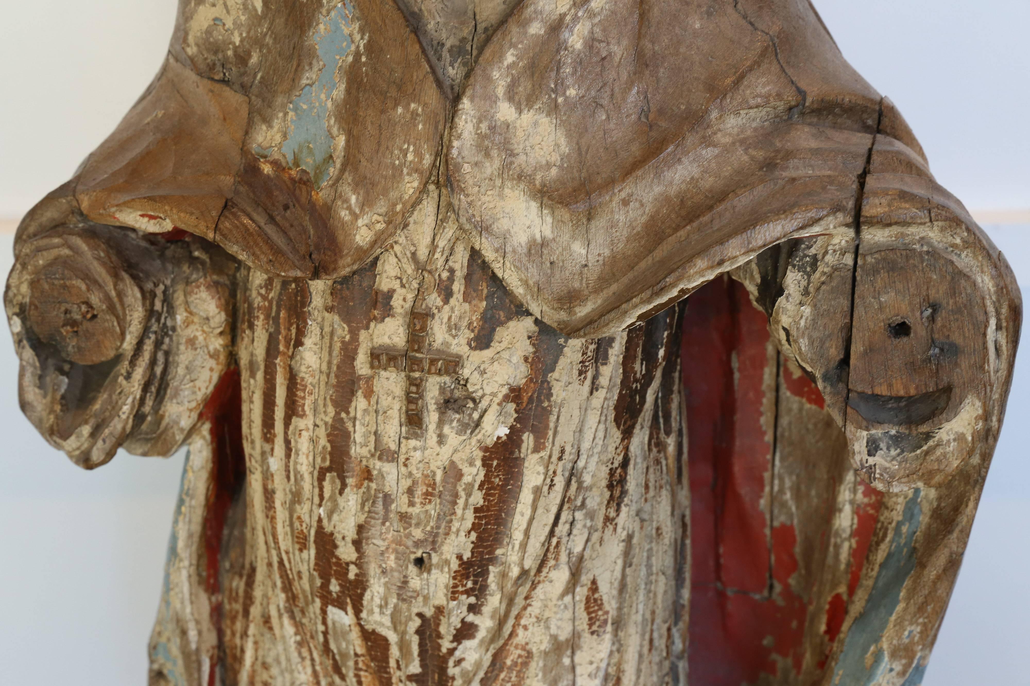 18th Century Large Hand-Carved Statue of Catholic Cardinal