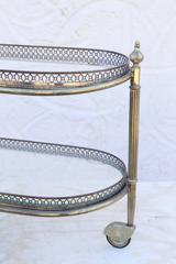 Brass and Glass Two-Tiered Rolling Table