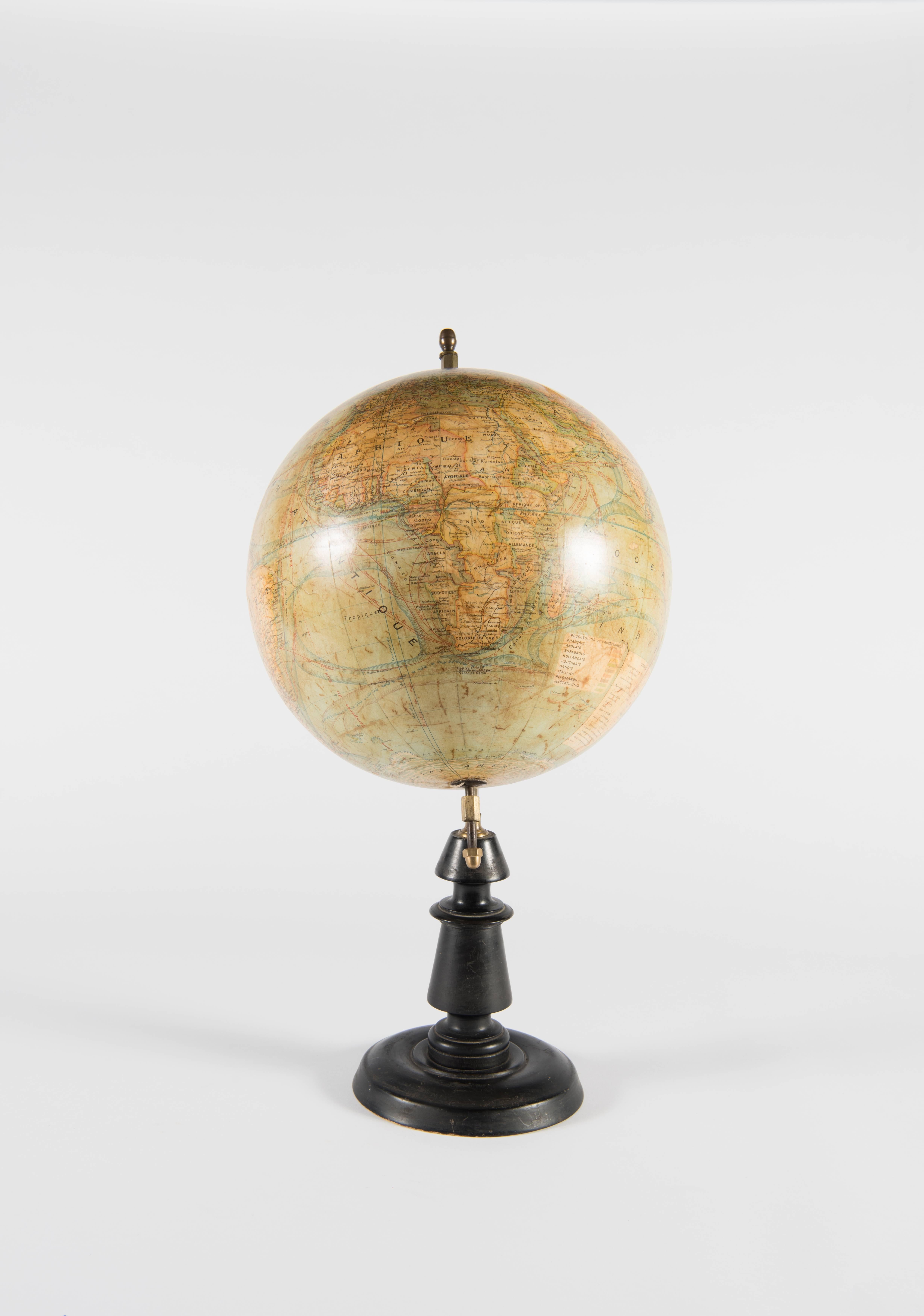 French Antique Globe on Stand by J.Forest