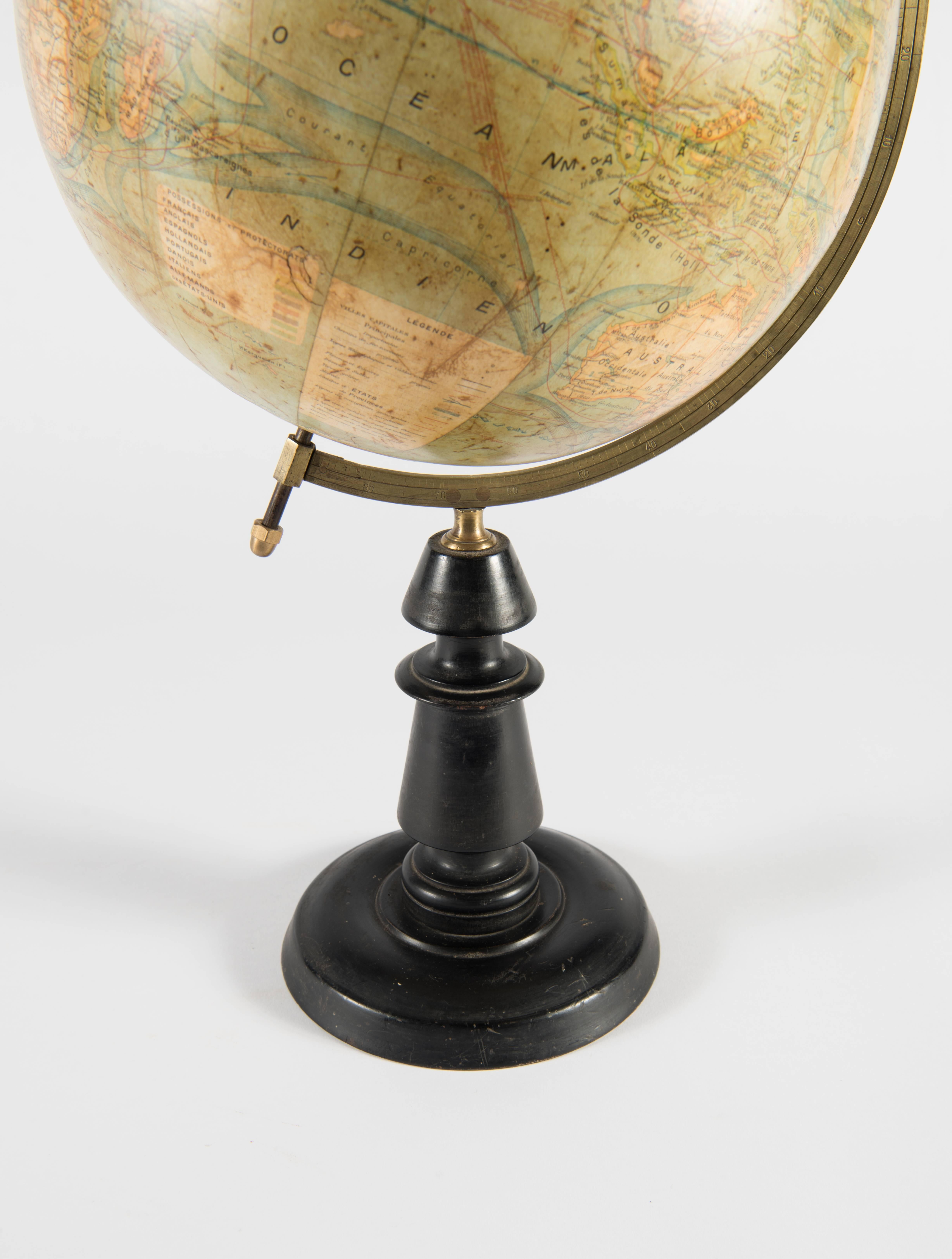 20th Century Antique Globe on Stand by J.Forest