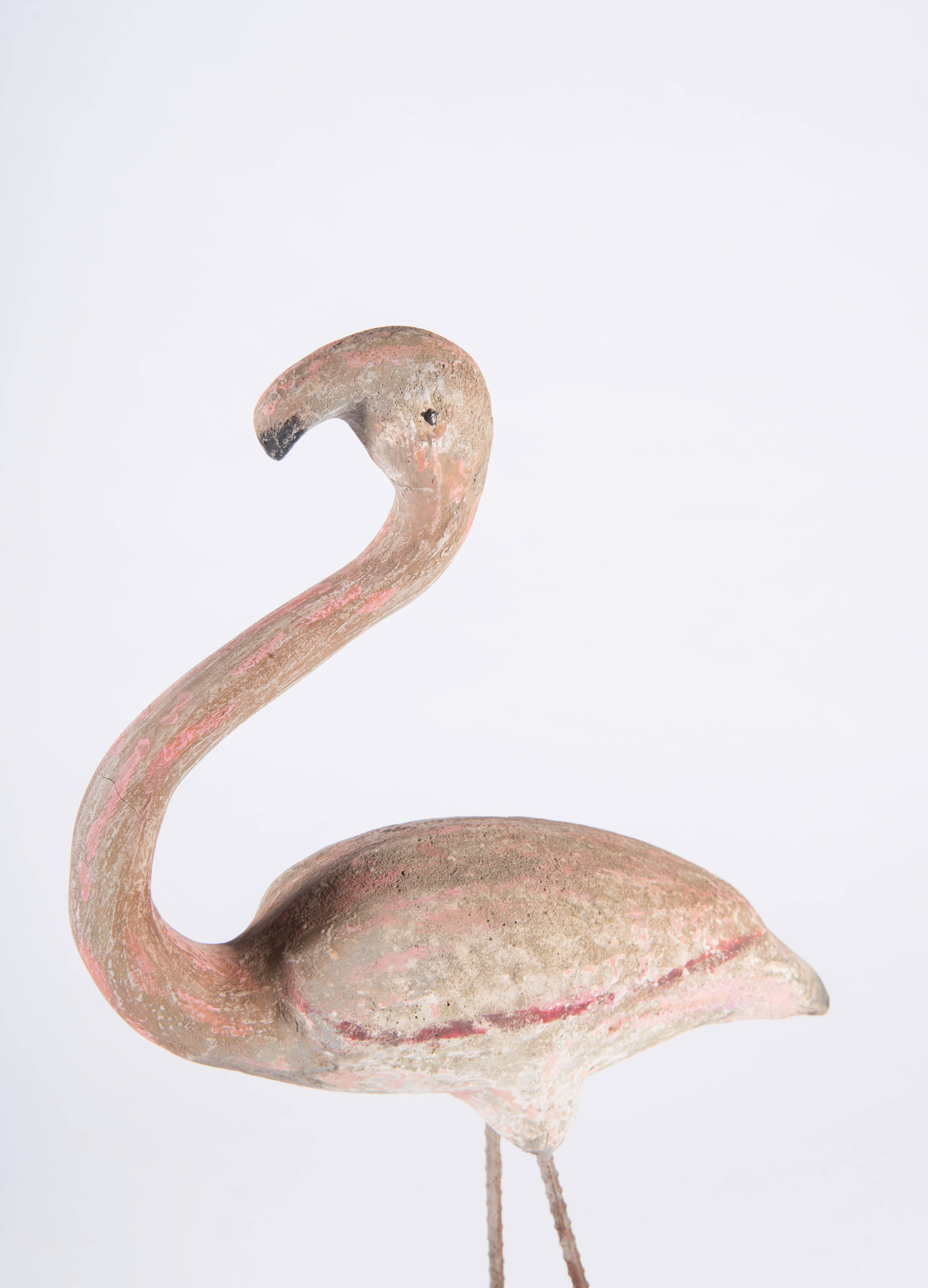 concrete flamingo statue