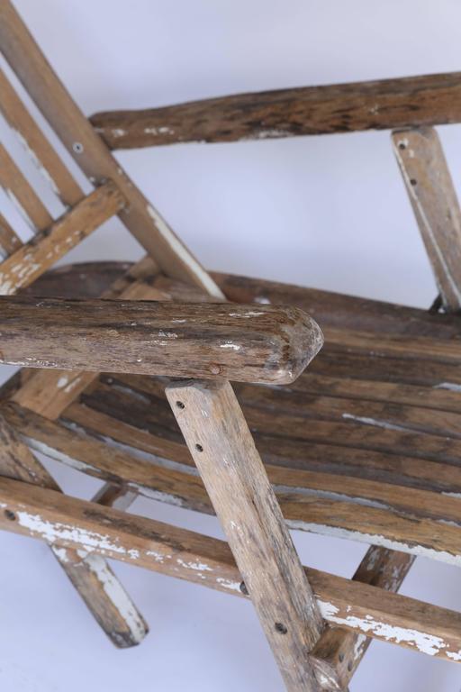 Antique Wooden Deck Chair For Sale at 1stDibs