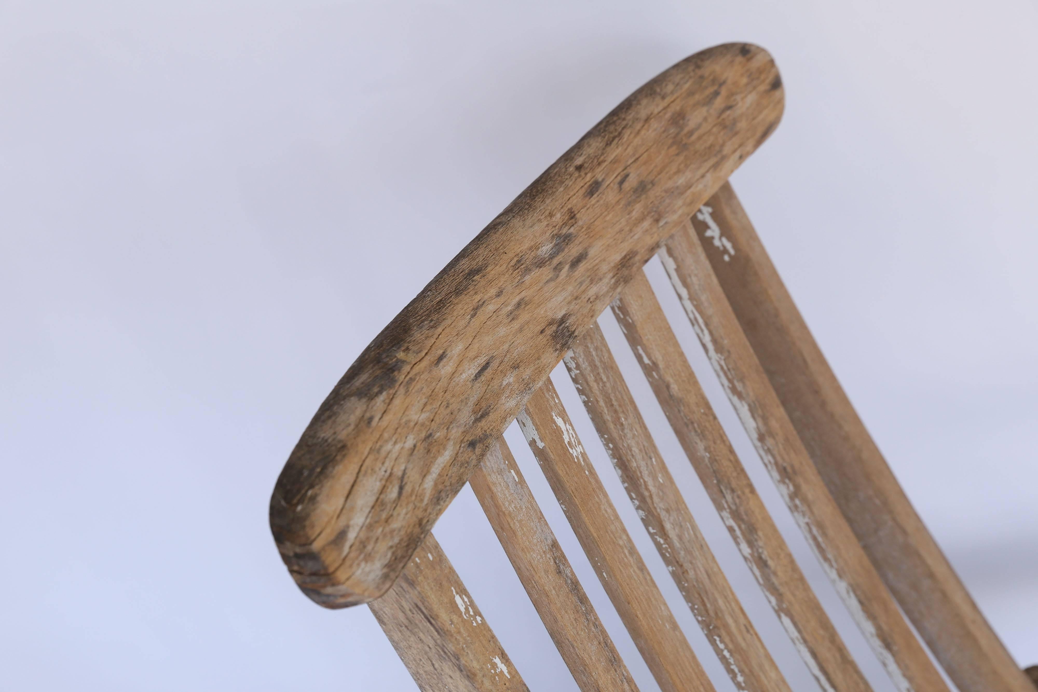 French Antique Wooden Deck Chair