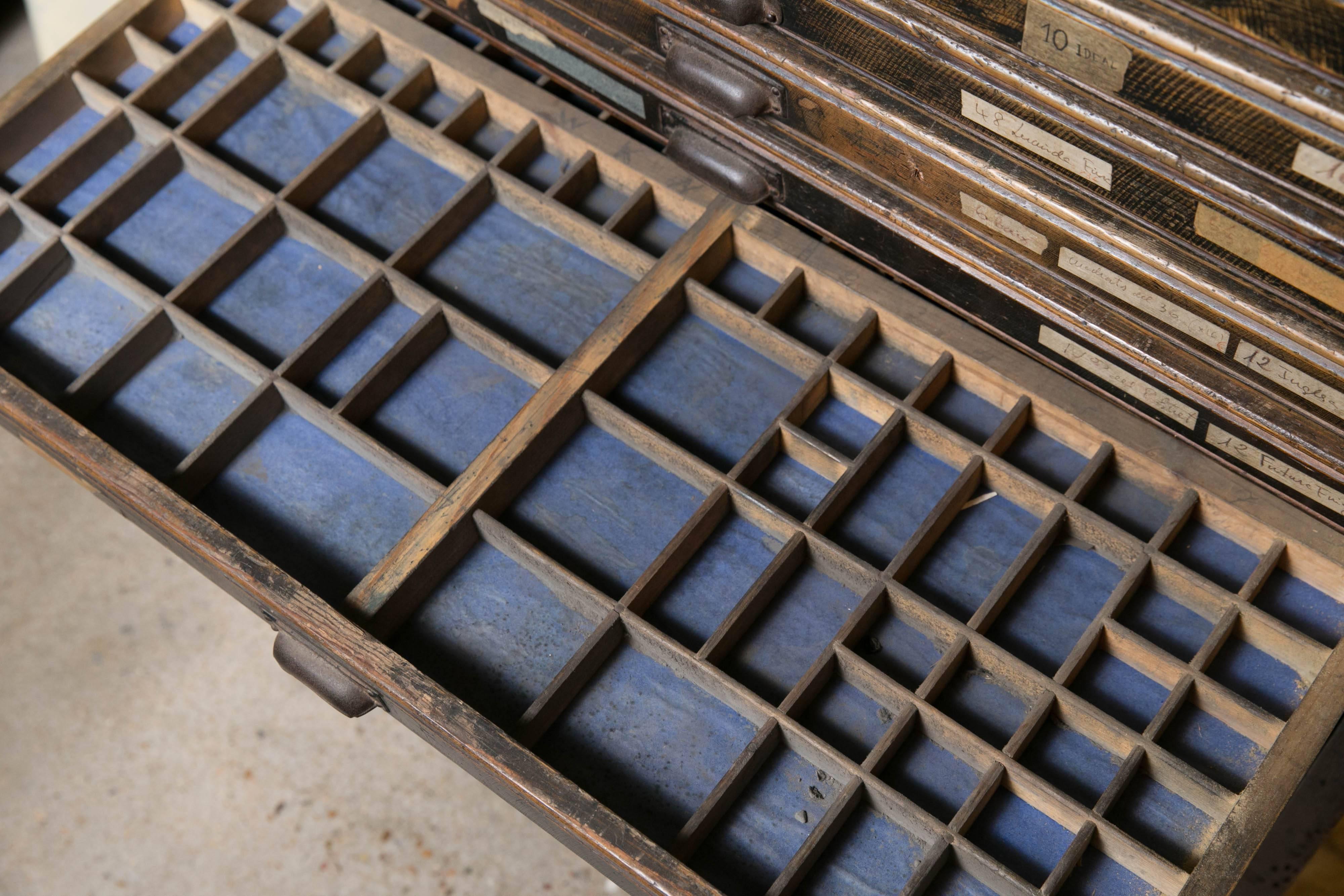 20th Century Antique Typesetter's Cabinet