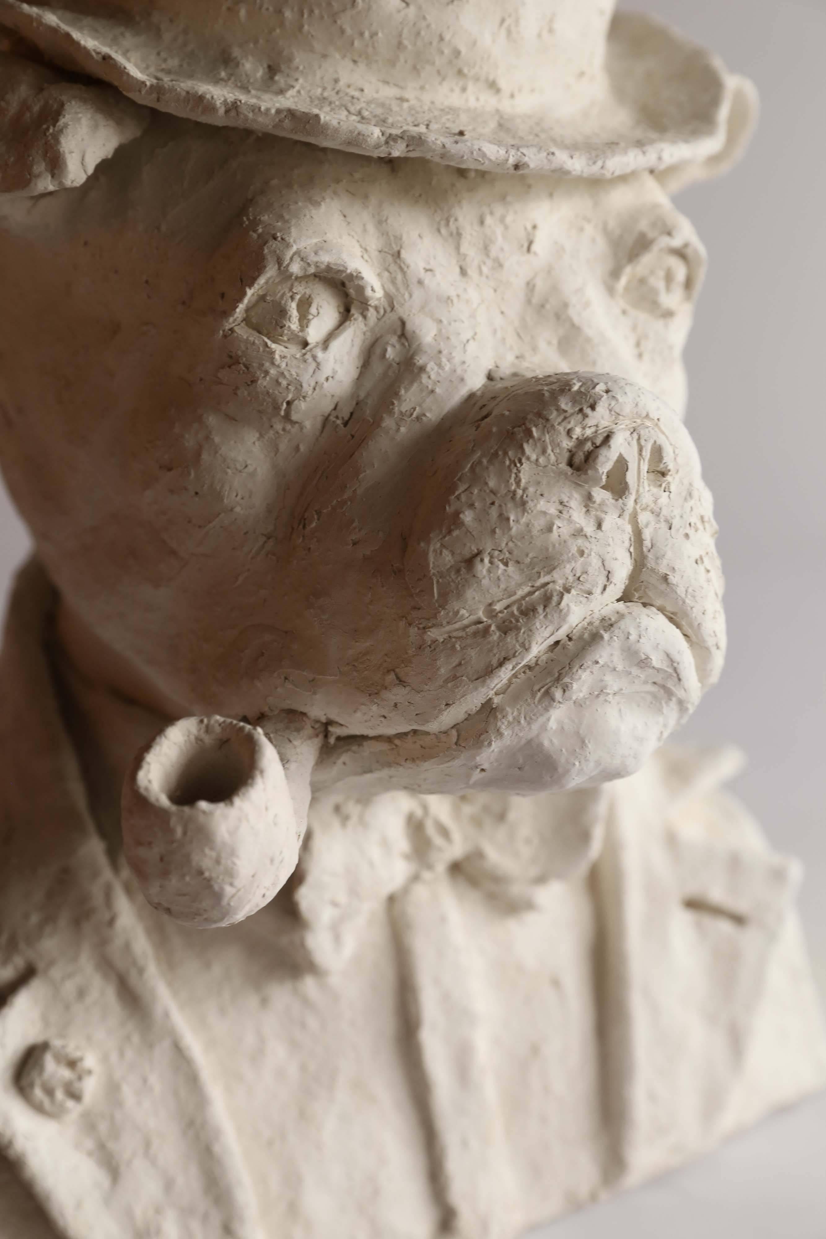 Bust of Pipe-Smoking Bulldog In Good Condition In Houston, TX