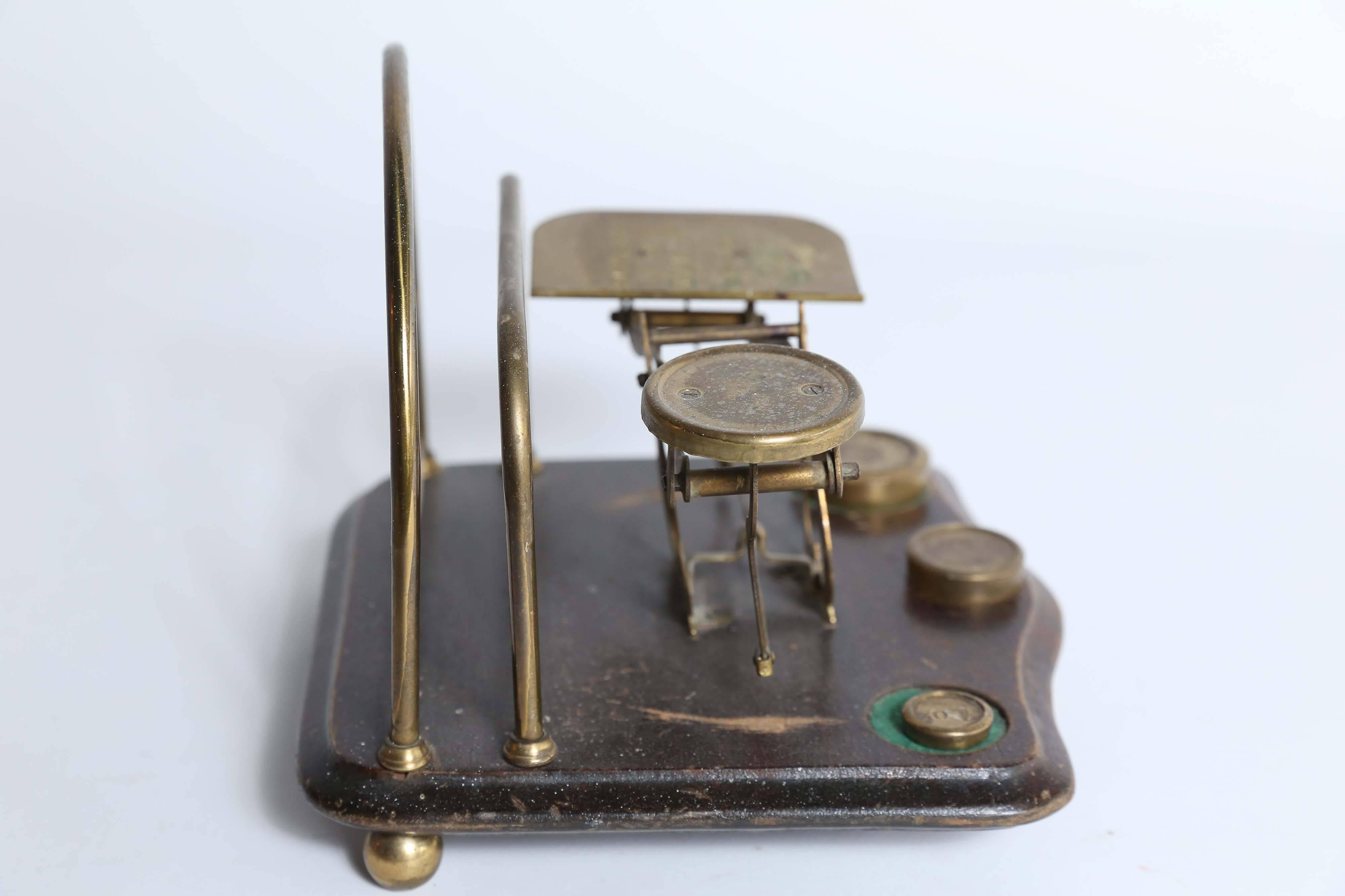 Mahogany Antique Postal Scale and Letter Holder, circa 1900