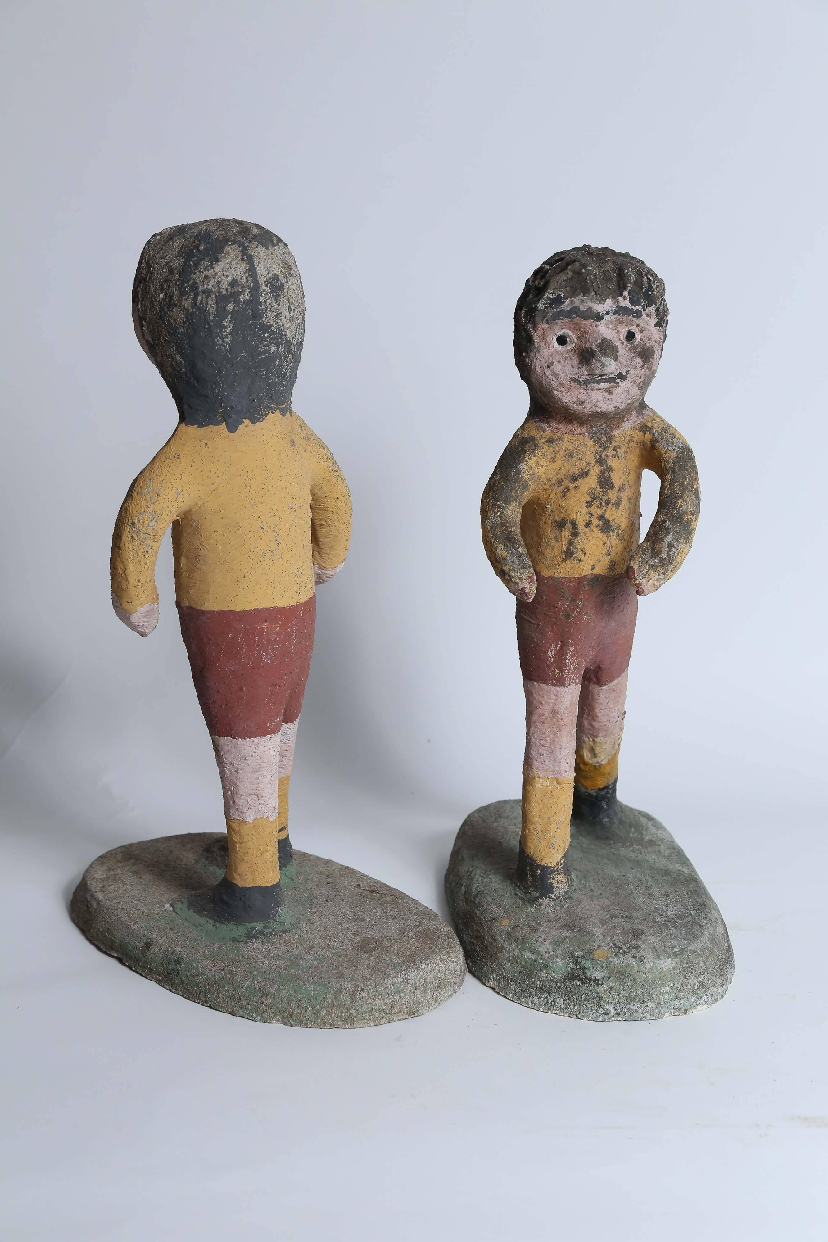Mid-20th Century Emile Taugourdeau Cement Soccer Players